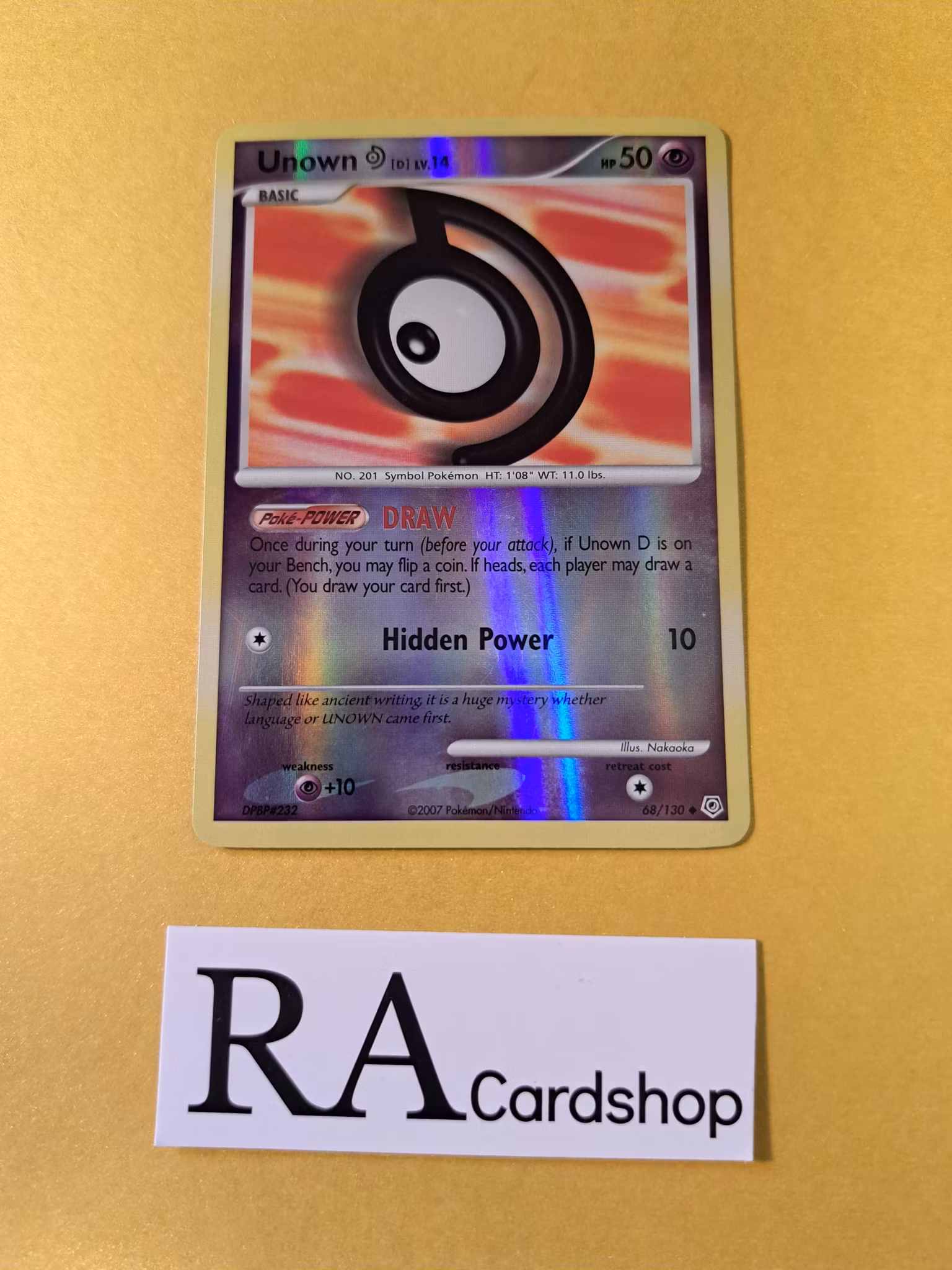 Unown Reverse Holo Uncommon 68/130 Diamond & Pearl Pokemon