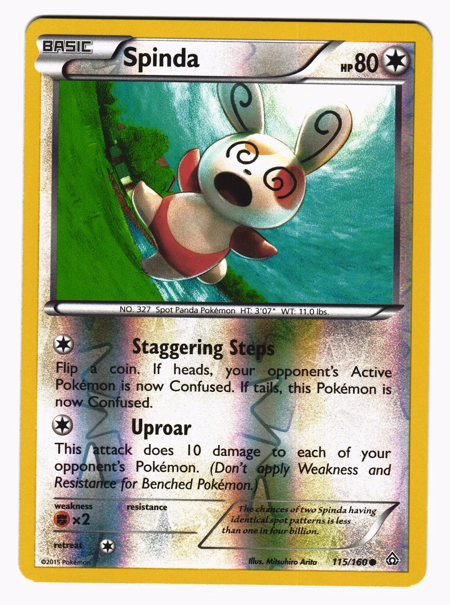 Spinda Reverse Holo Common 115/160 Primal Clash Pokemon