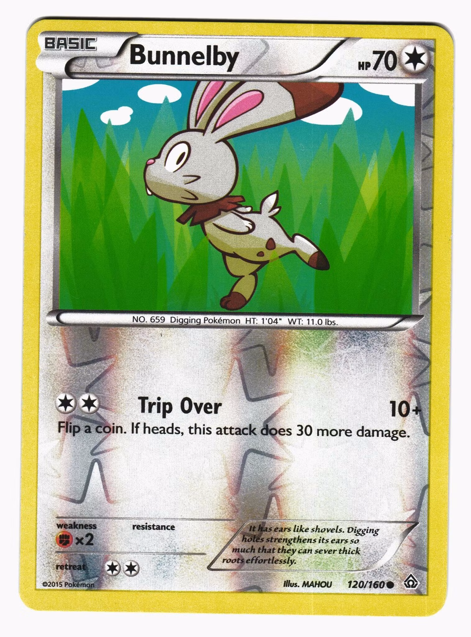 Bunnelby Reverse Holo Common 120/160 Primal Clash Pokemon