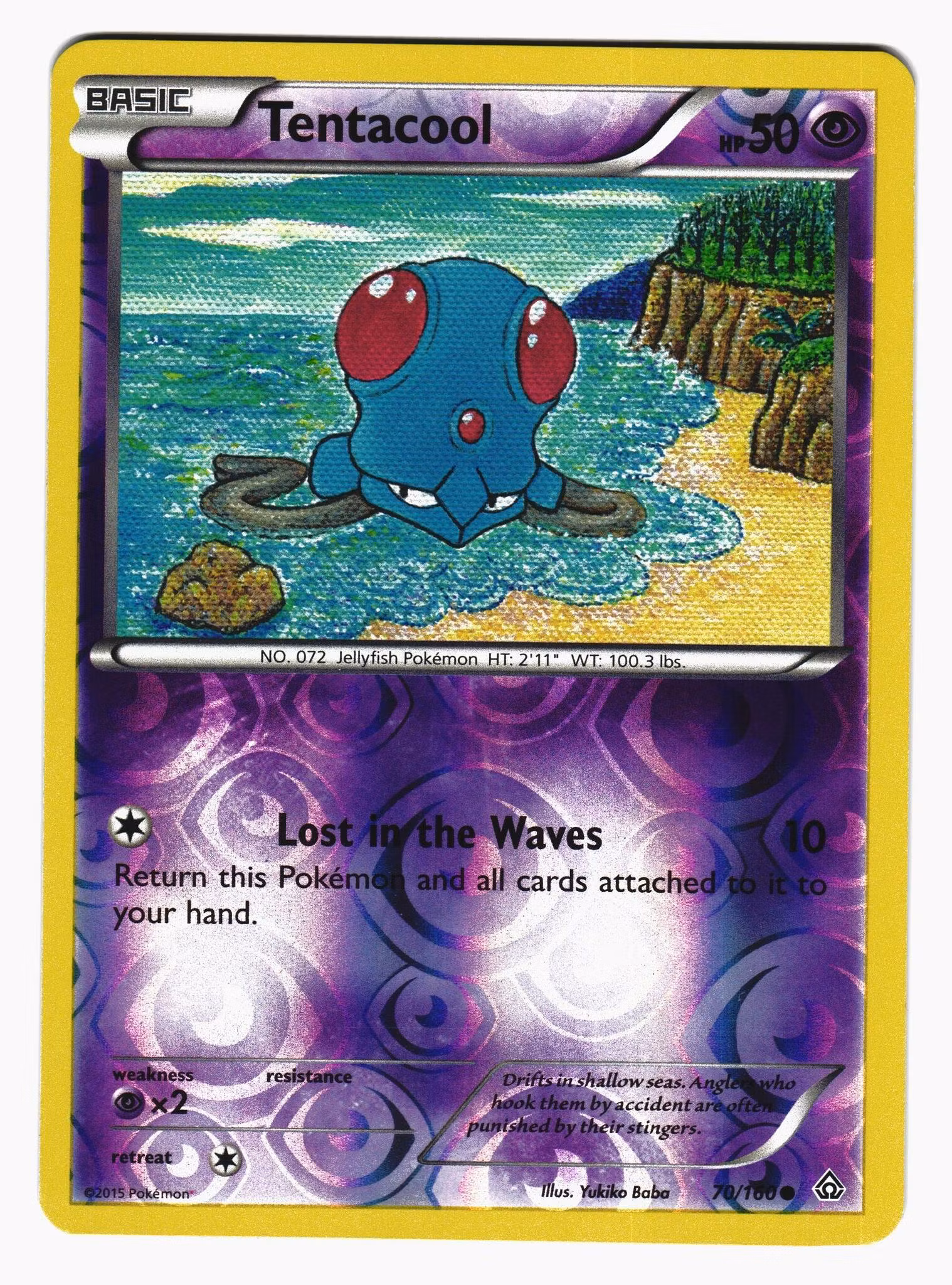 Tentacool Reverse Holo Common 70/160 Primal Clash Pokemon