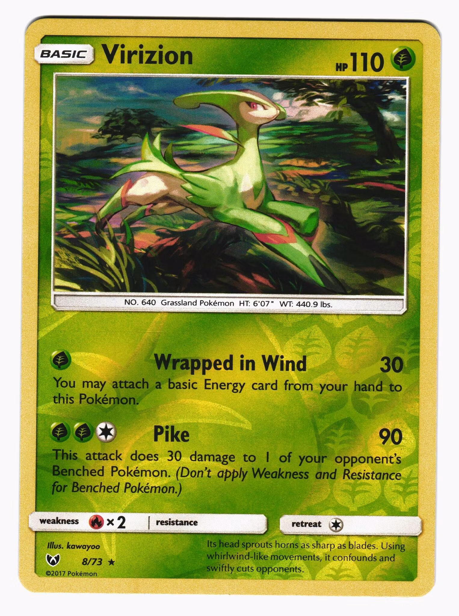 Virizion Reverse Holo Rare 8/73 Shining Legends Pokemon