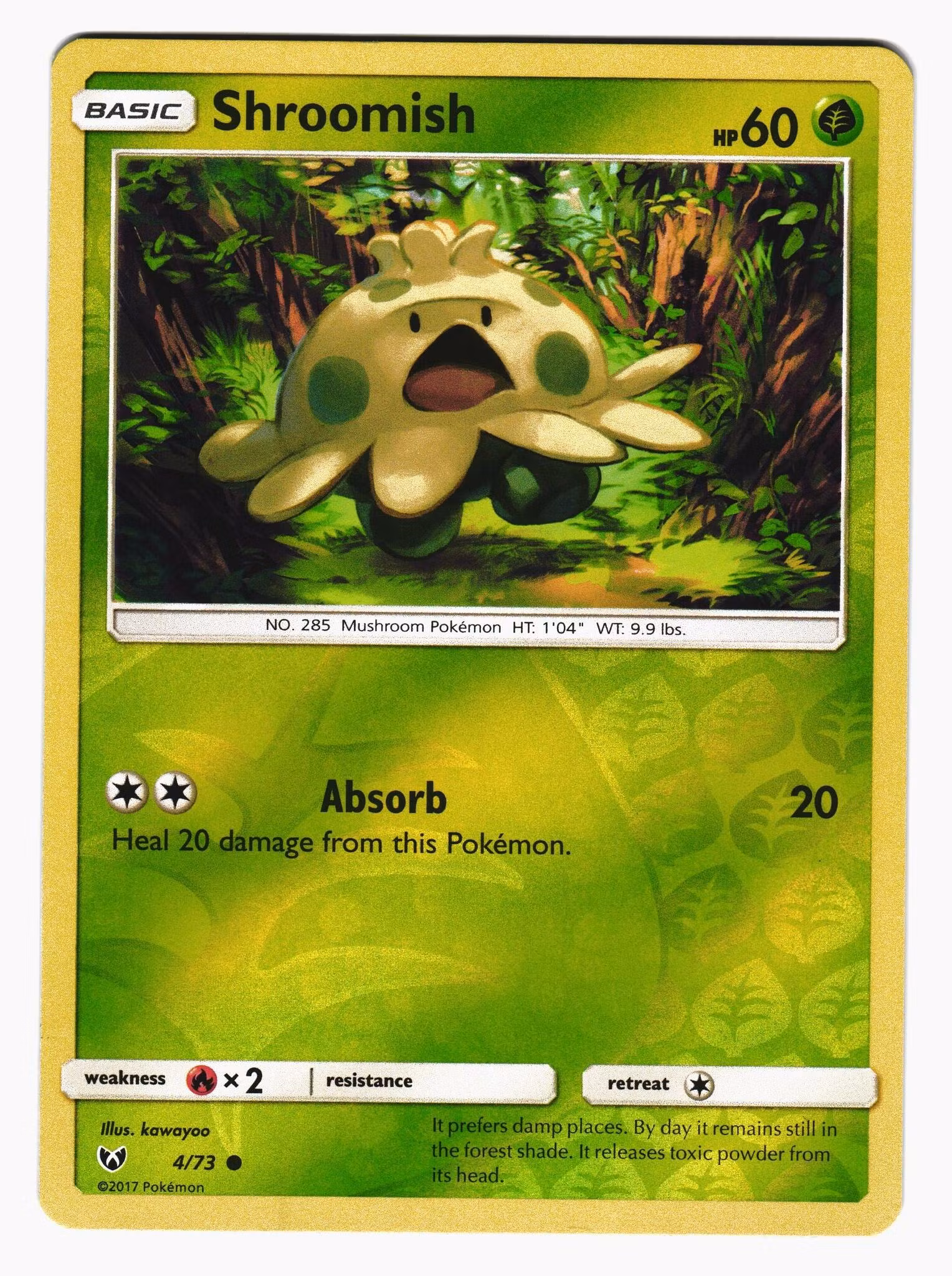 Shroomish Reverse Holo Common 4/73 Shining Legends Pokemon
