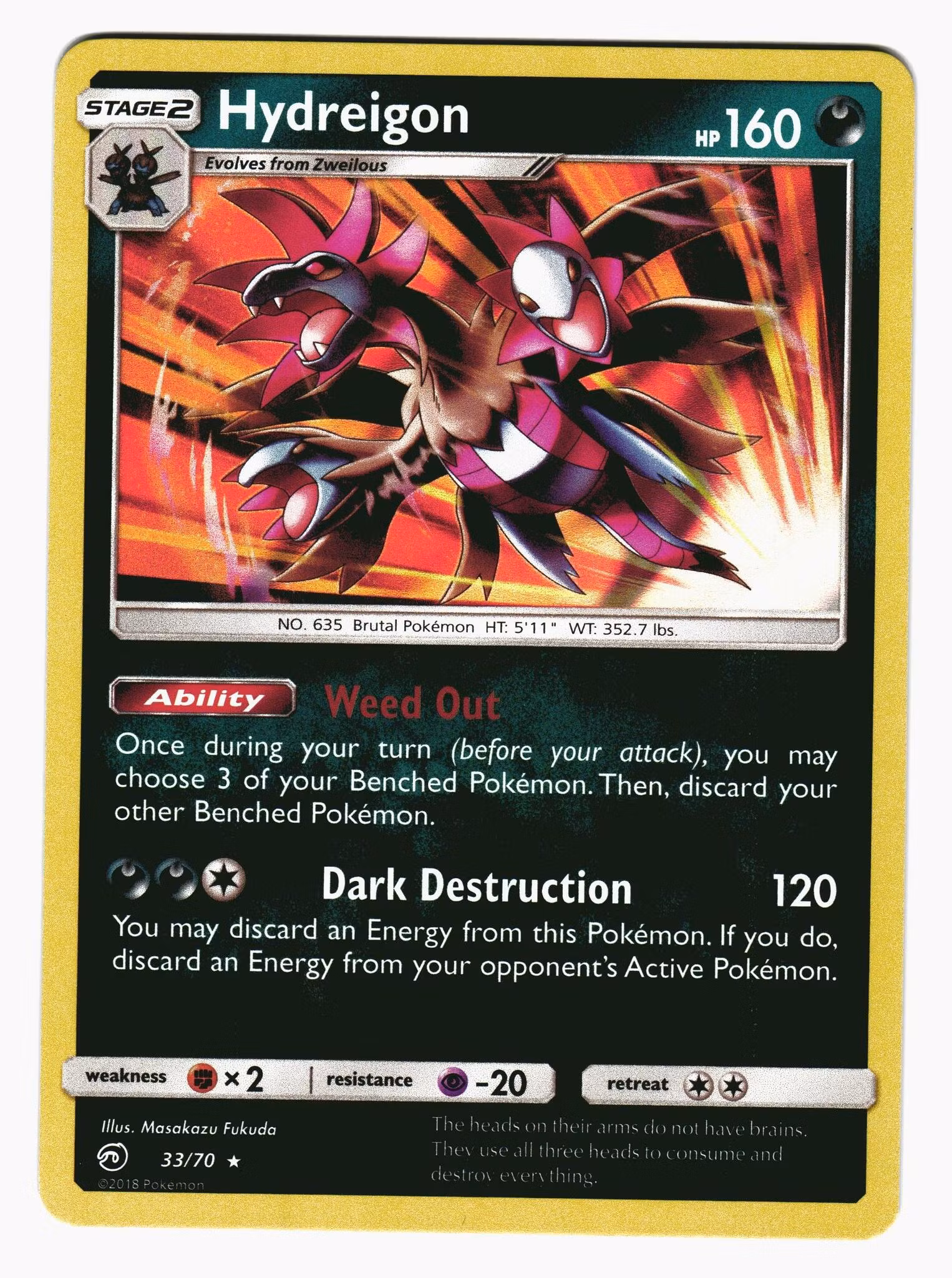 Hydreigon Holo Rare 33/70 Dragon Majesty Pokemon