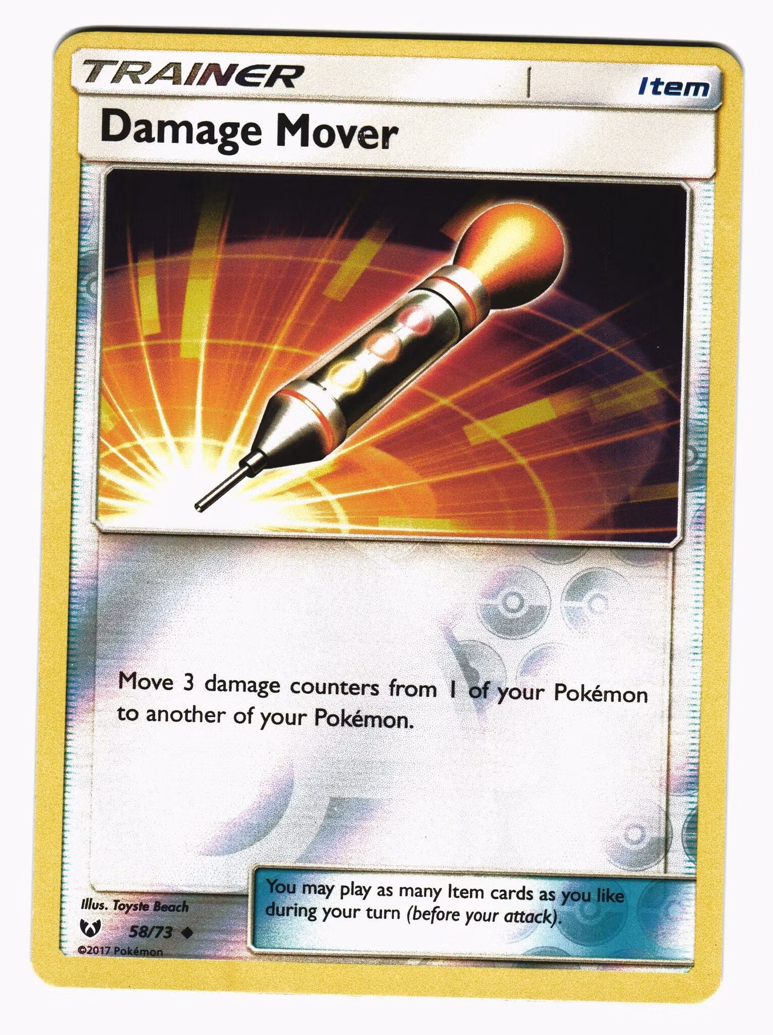 Damage Mover Reverse Holo Uncommon 58/73 Shining Legends Pokemon
