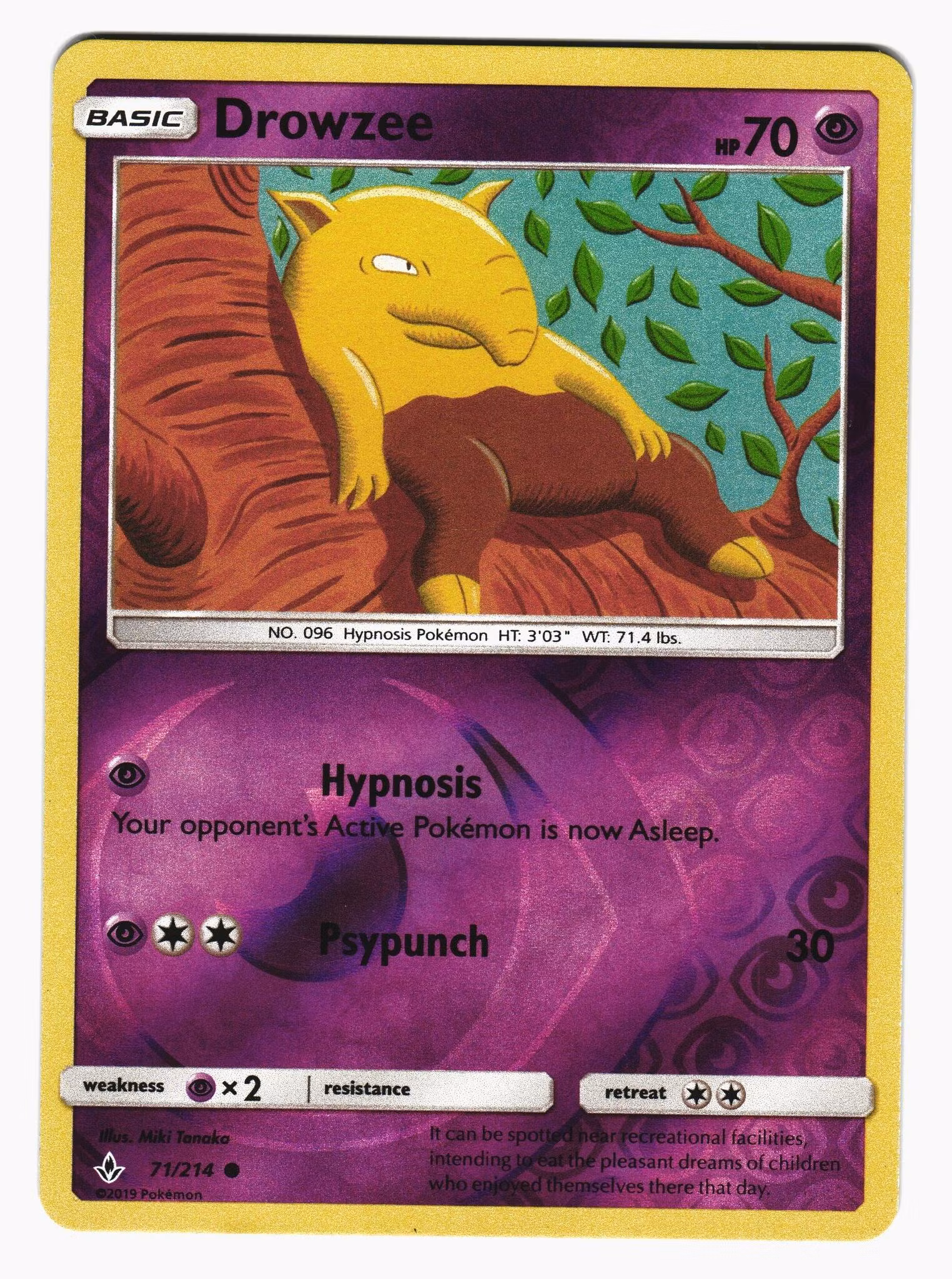 Drowzee Reverse Holo Common 72/214 Unbroken Bonds Pokemon