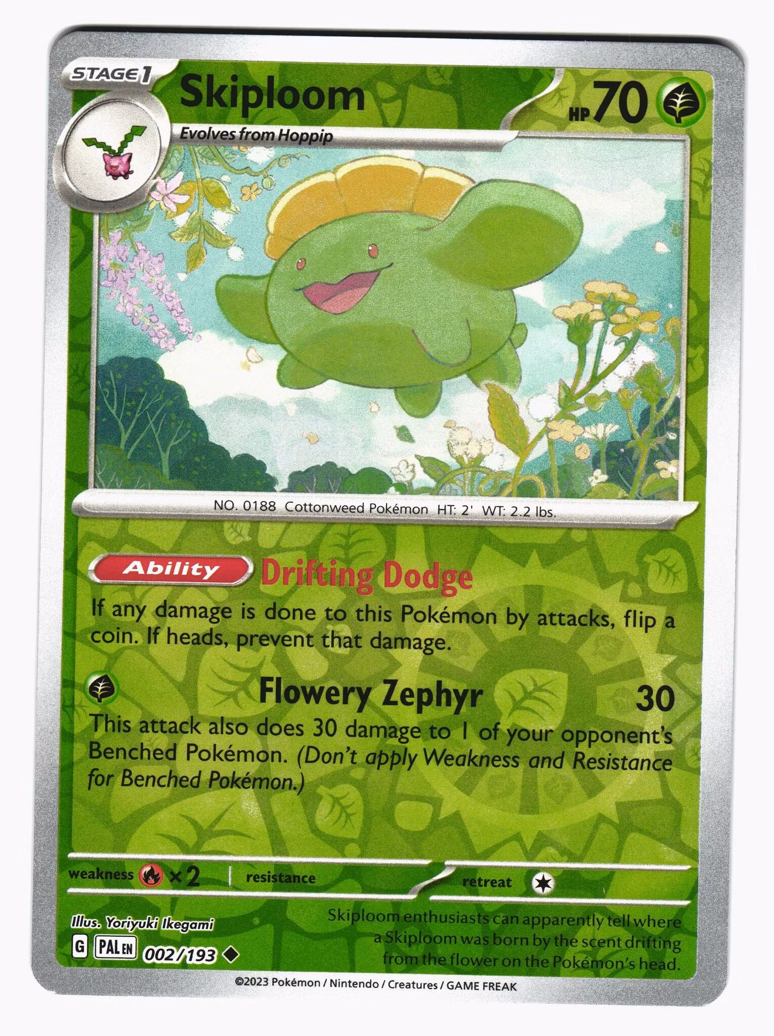Skiploom Reverse Holo Uncommon 002/193 Paldea Evolved Pokemon