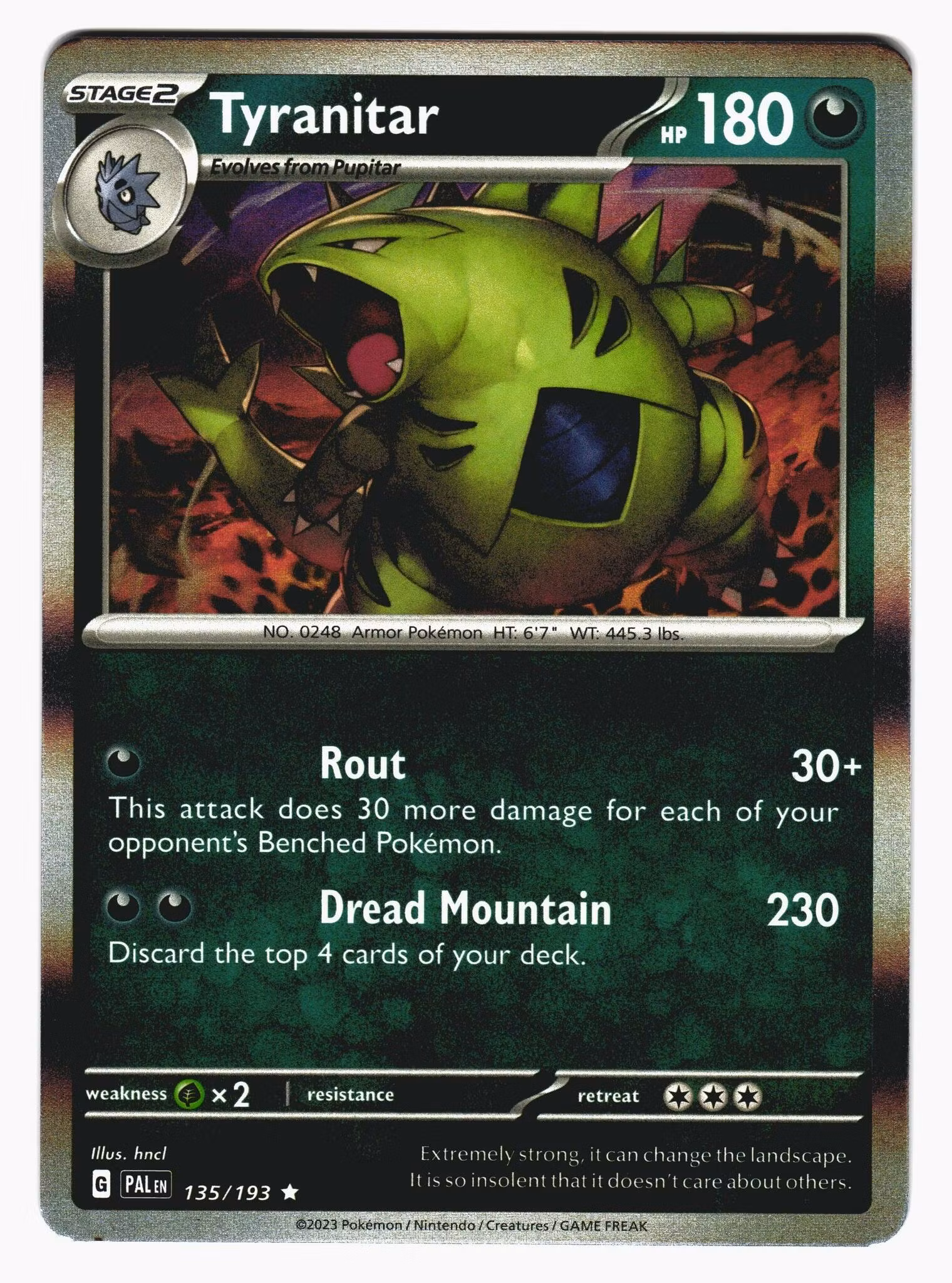 Tyranitar Holo Rare 135/193 Paldea Evolved Pokemon