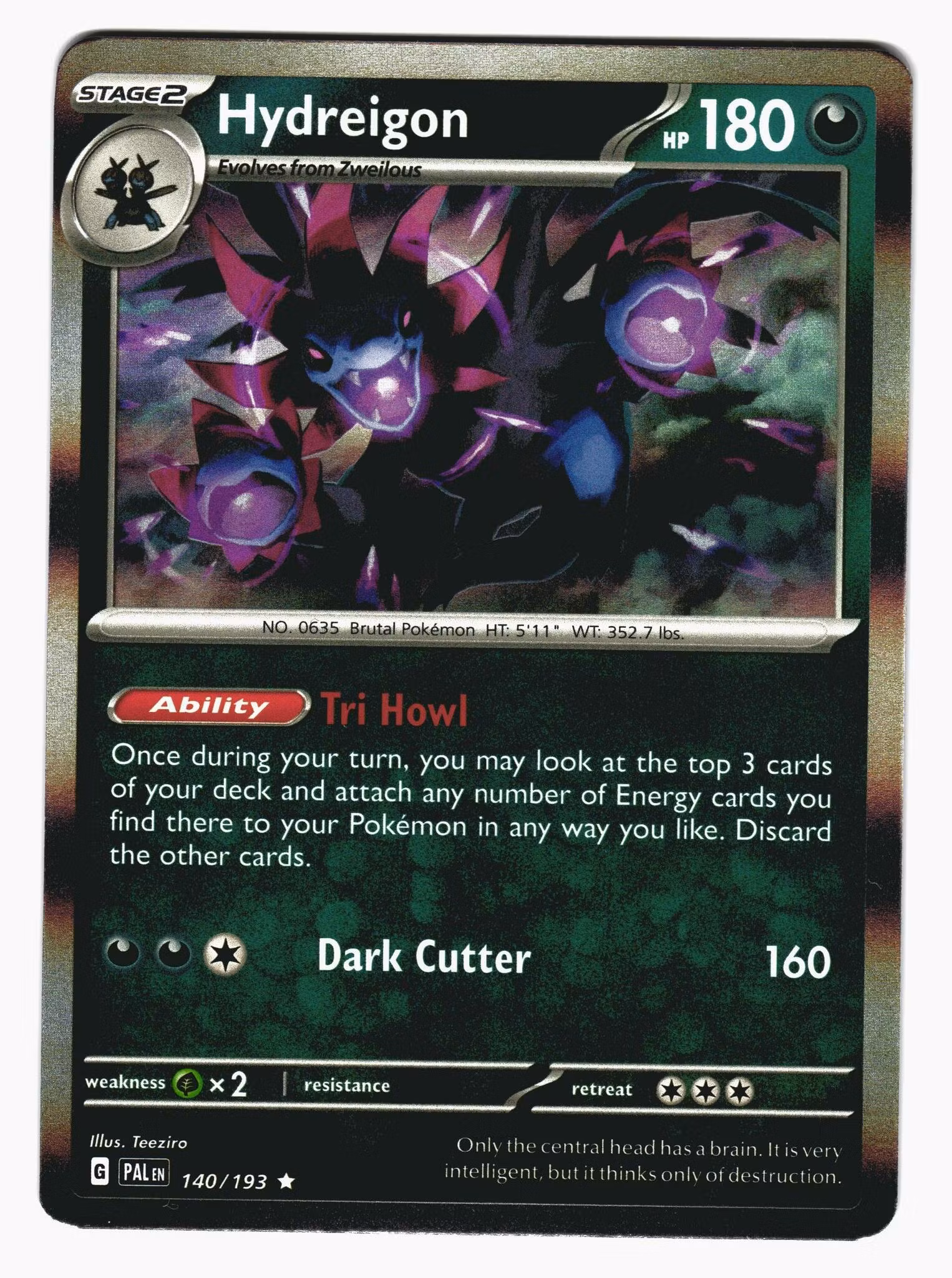 Hydreigon Holo Rare 140/193 Paldea Evolved Pokemon