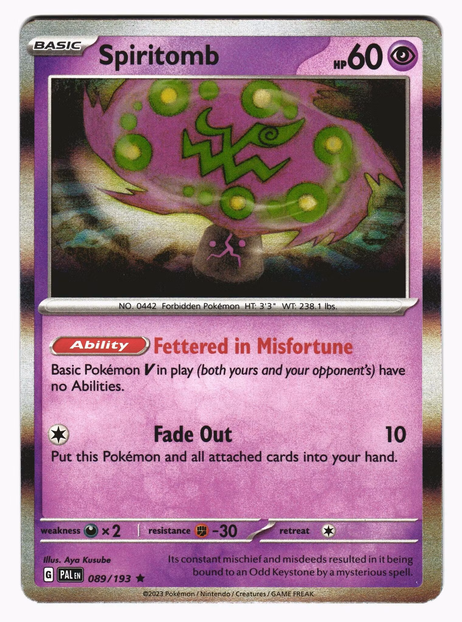 Spiritomb Holo Rare 089/193 Paldea Evolved Pokemon
