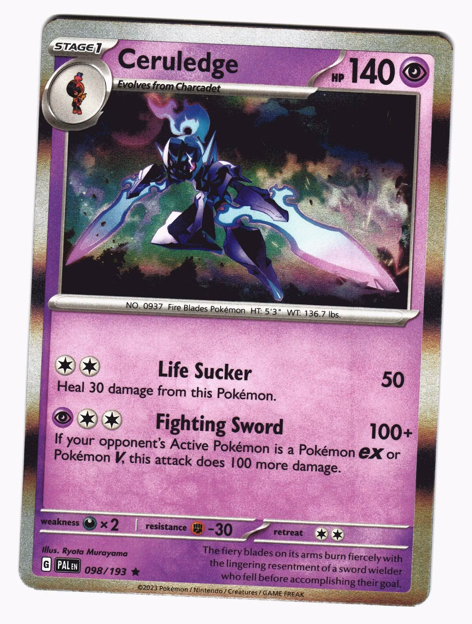 Ceruledge Holo Rare 098/193 Paldea Evolved Pokemon
