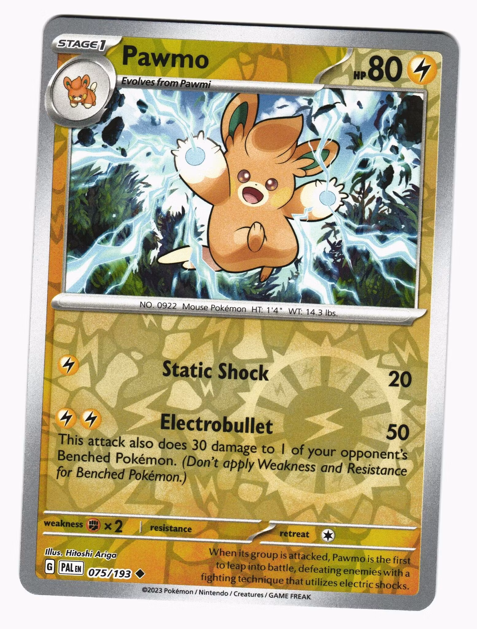 Pawmo Reverse Holo Uncommon 075/193 Paldea Evolved Pokemon