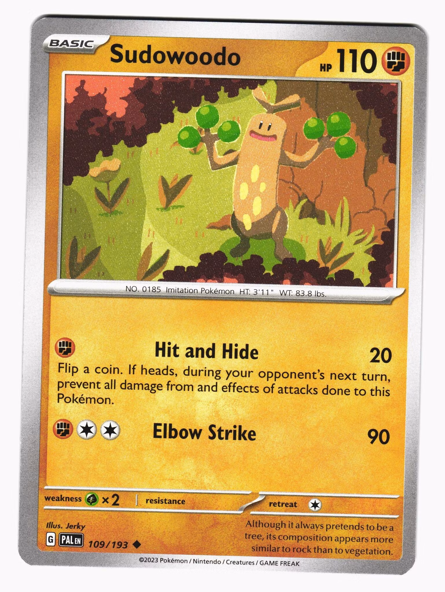 Sudowoodo Uncommon 109/193 Paldea Evolved Pokemon