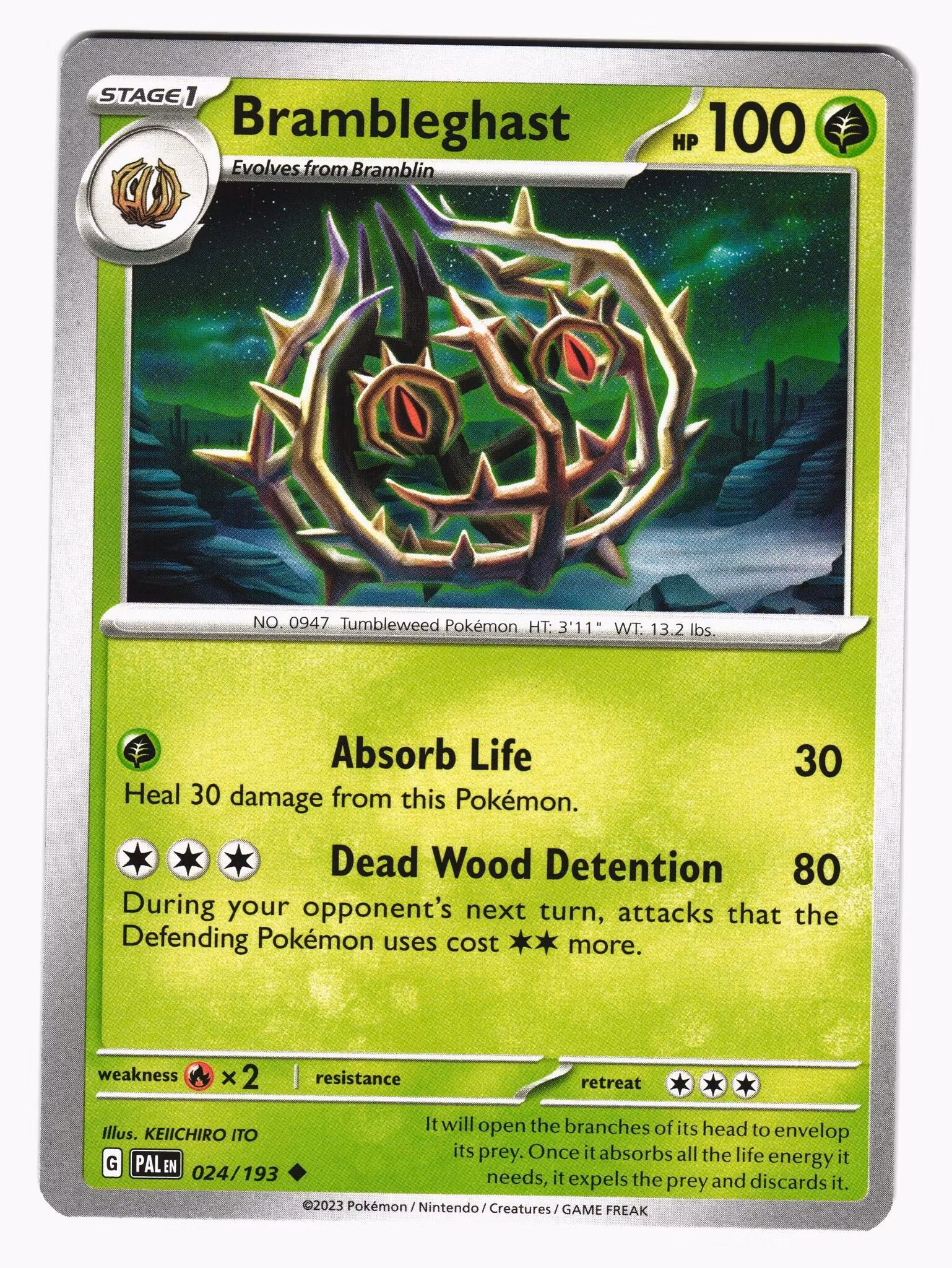 Brambleghast Uncommon 024/193 Paldea Evolved Pokemon