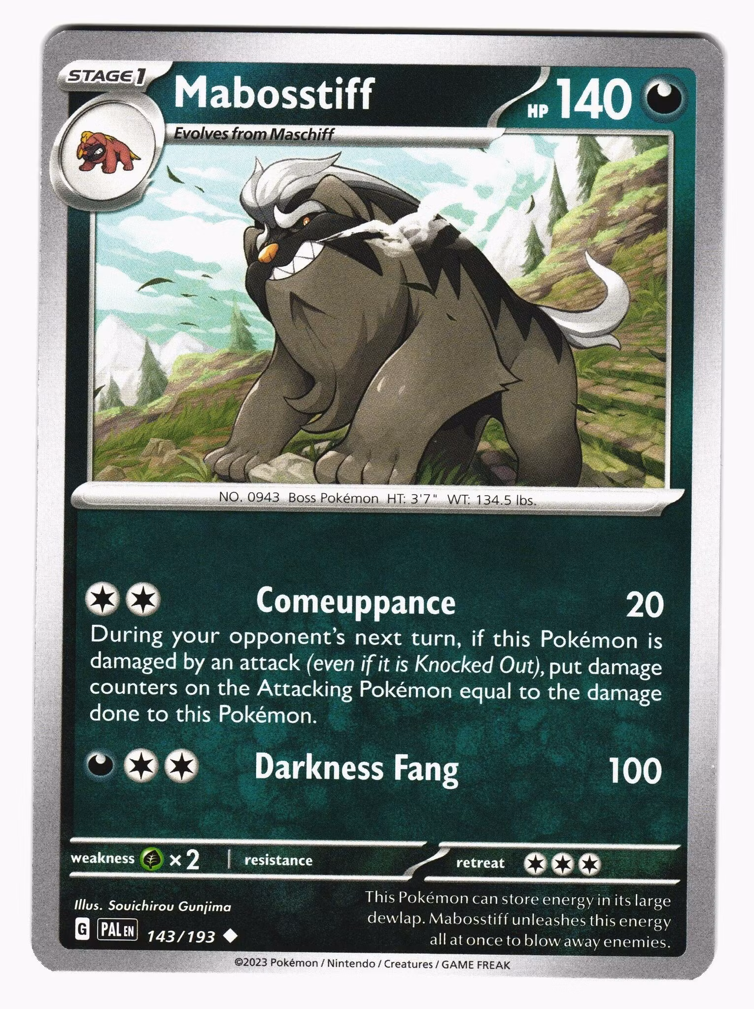 Mabosstiff Uncommon 143/193 Paldea Evolved Pokemon