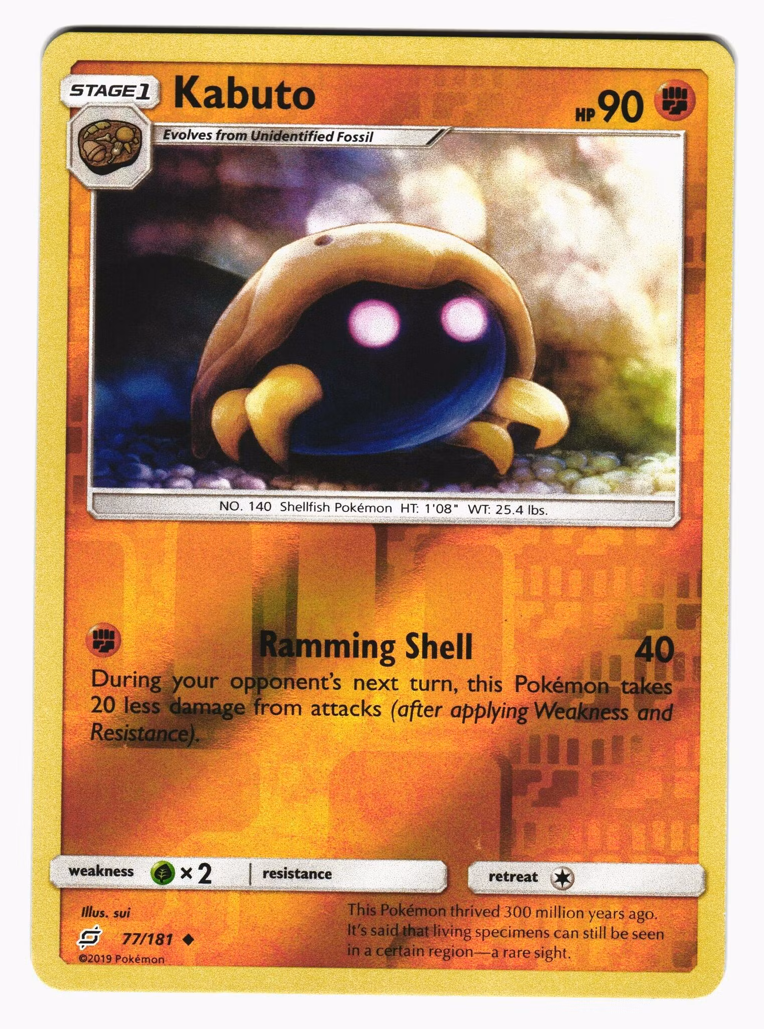 Kabuto Reverse Holo Uncommon 77/181 Team Up Pokemon