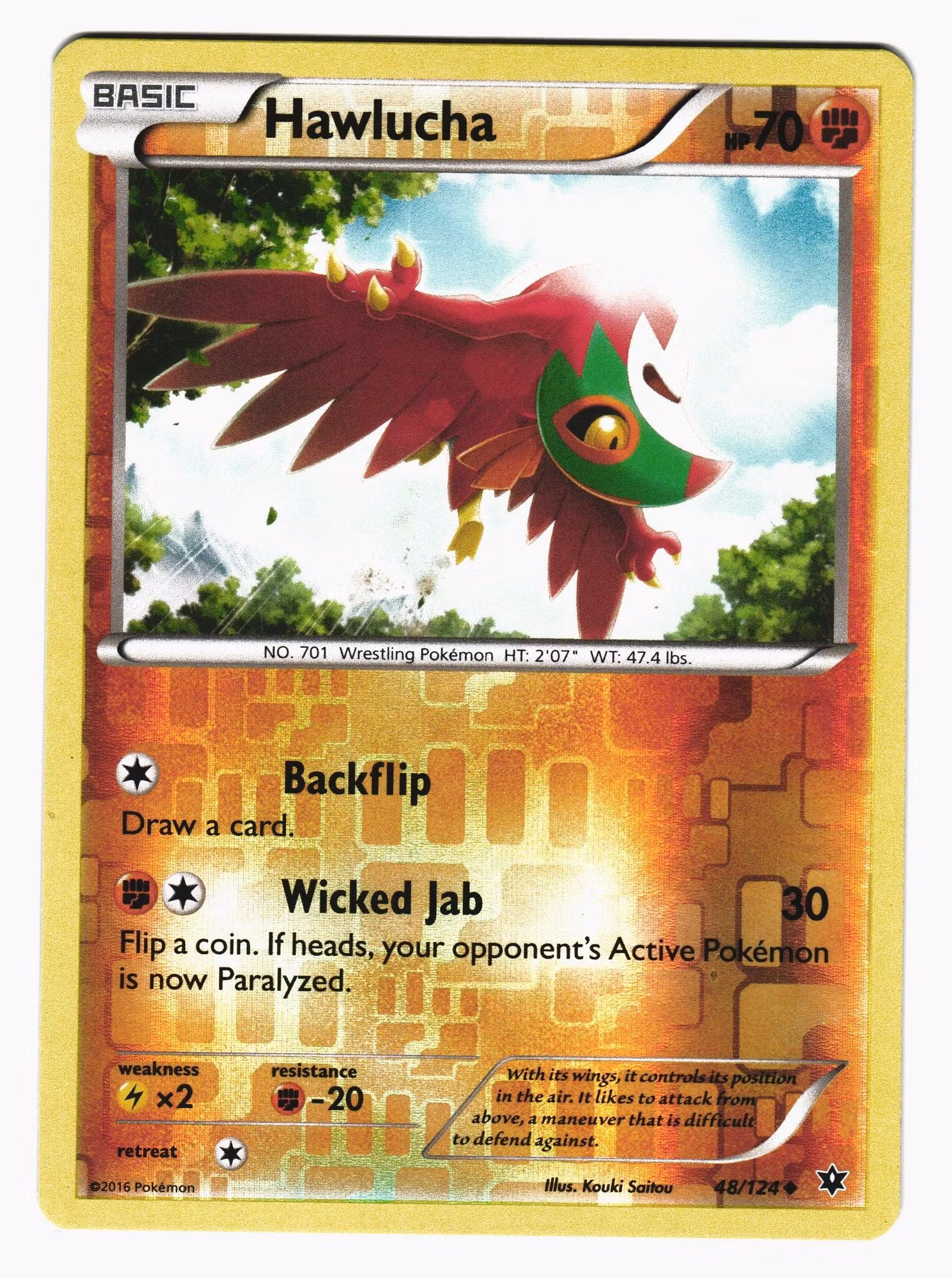 Hawlucha Reverse Holo Uncommon 48/124 Fates Collide Pokemon