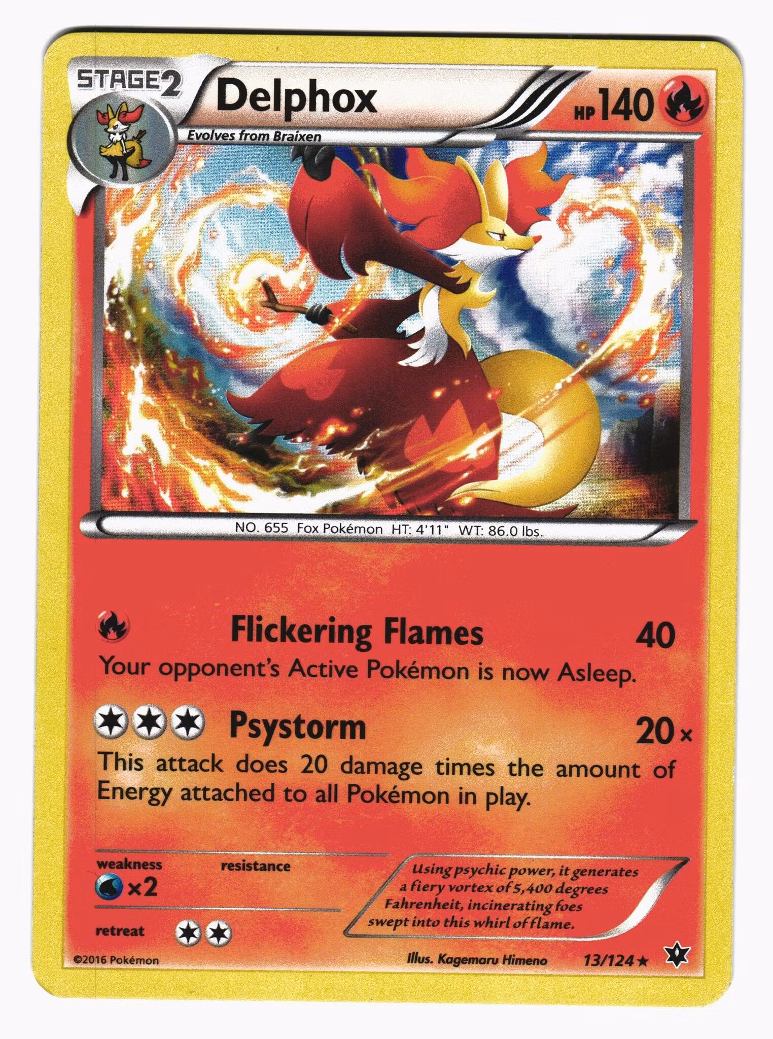 Delphox Holo Rare 13/124 Fates Collide Pokemon