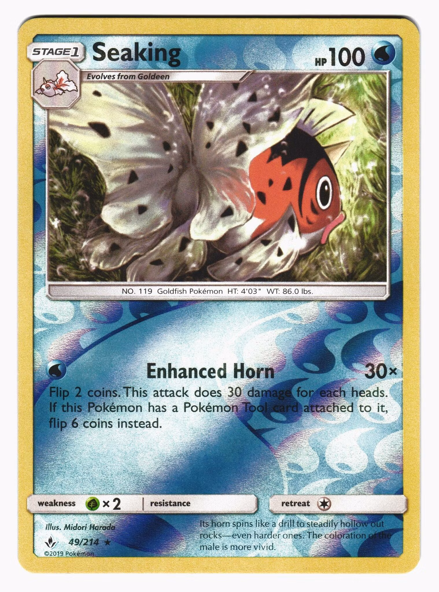 Seaking Rare Reverse Holo 49/214 Unbroken Bonds Pokemon