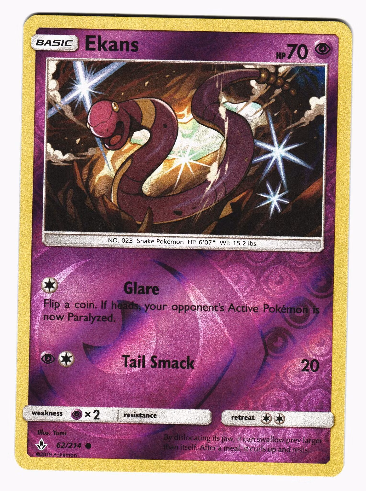 Ekans Common Reverse Holo 62/214 Unbroken Bonds Pokemon