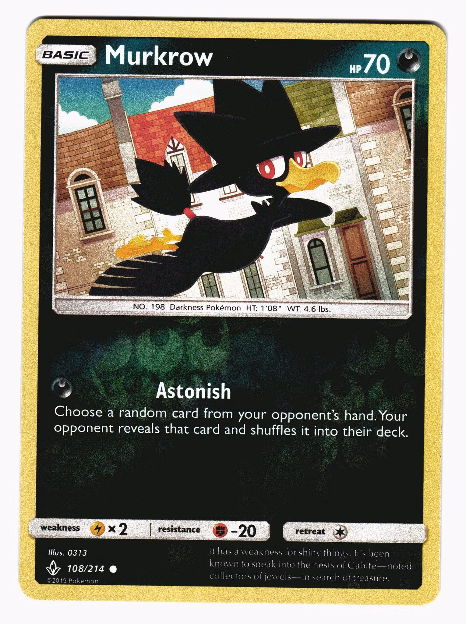 Murkrow Common Reverse Holo 108/214 Unbroken Bonds Pokemon
