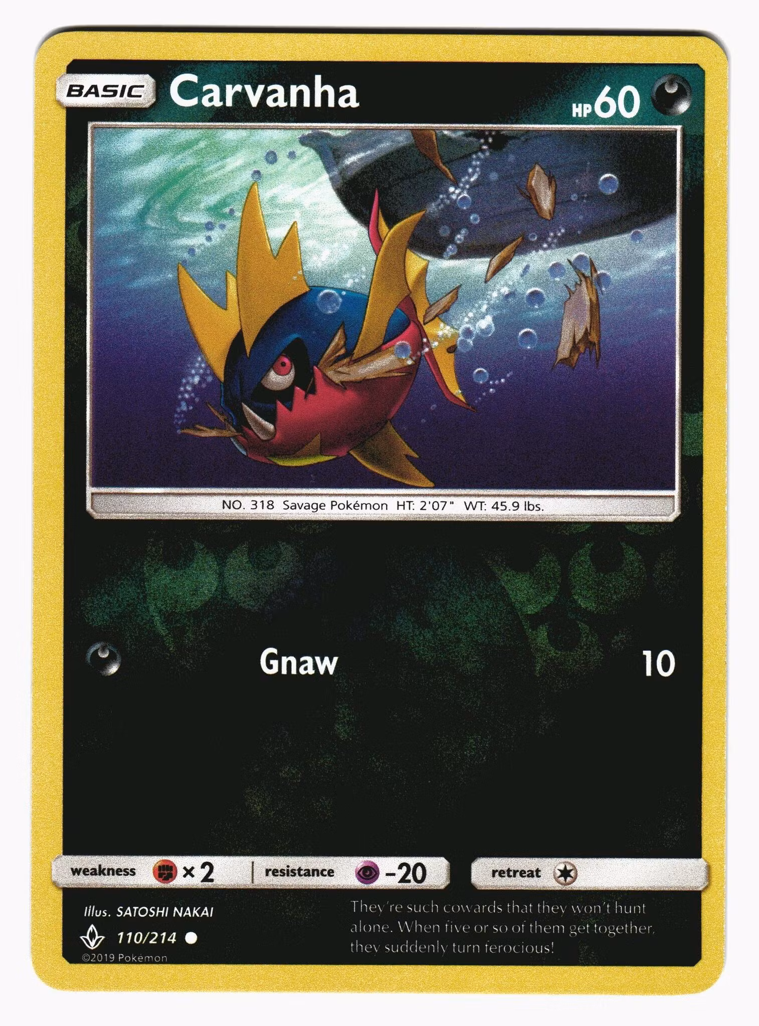 Carvanha Common Reverse Holo 110/214 Unbroken Bonds Pokemon