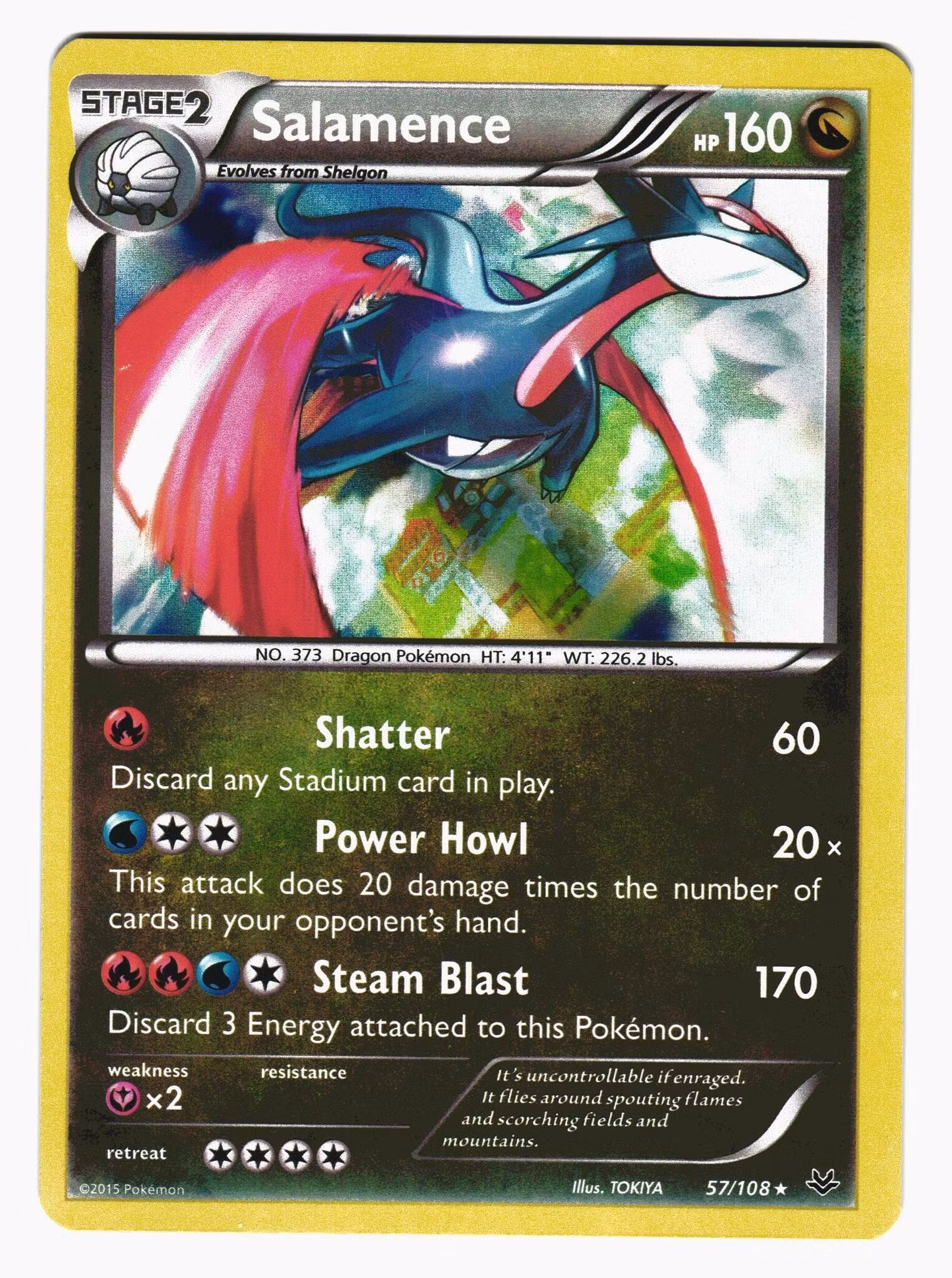 Salamance Rare Holo 57/108 Roaring Skies Pokemon