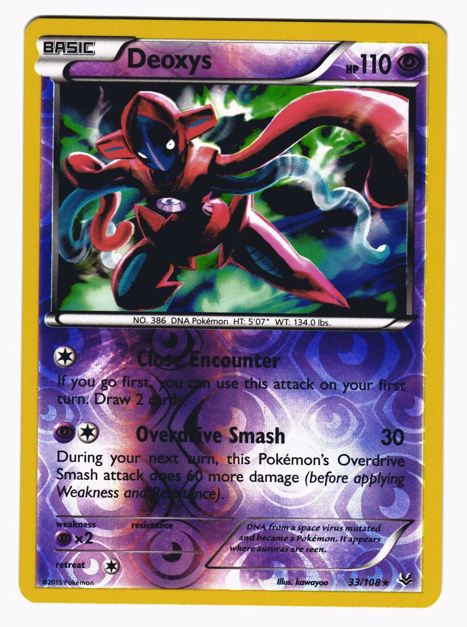 Deoxys Rare Reverse Holo 33/108 Roaring Skies Pokemon