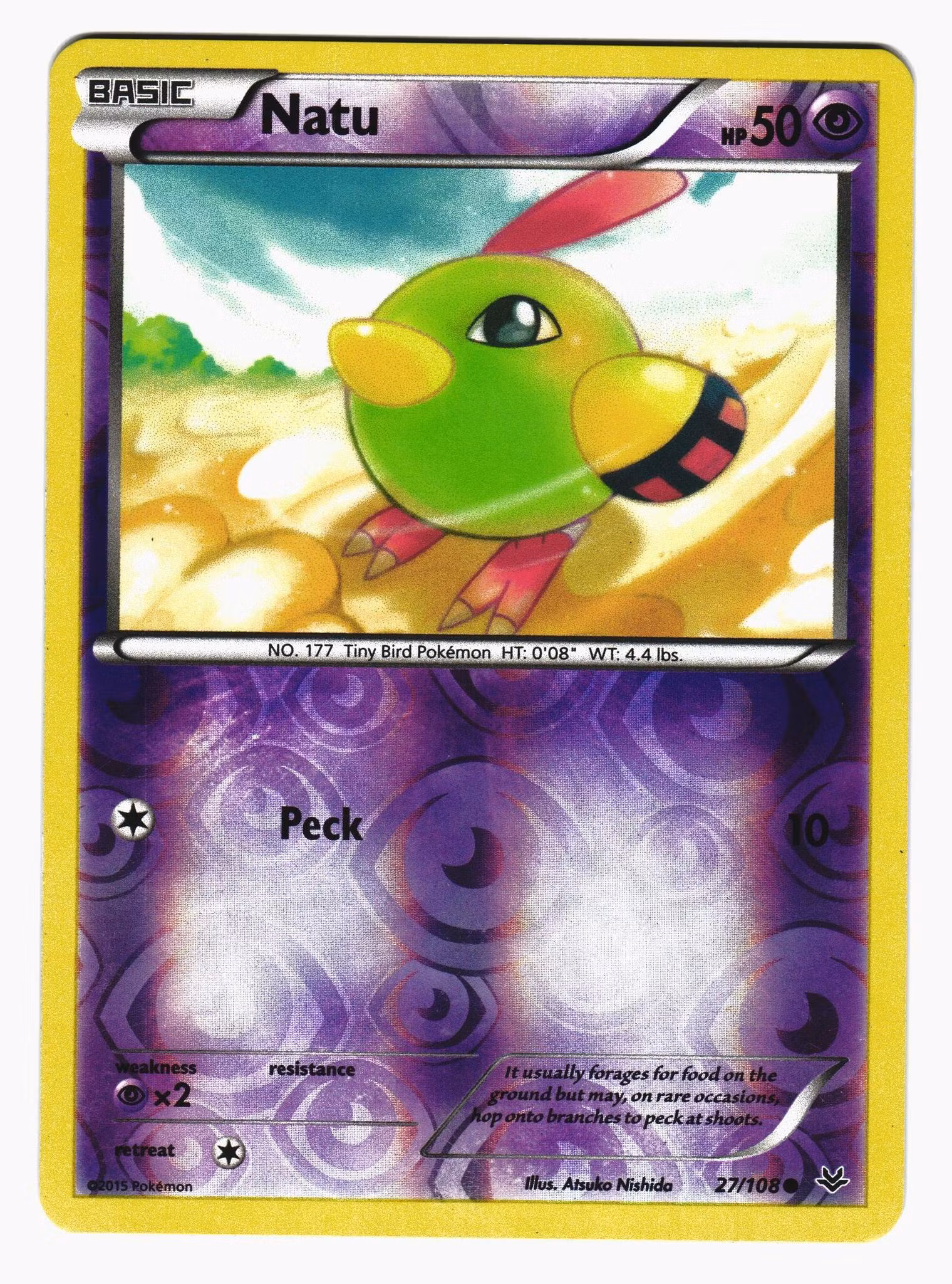 Natu Common Reverse Holo 27/108 Roaring Skies Pokemon