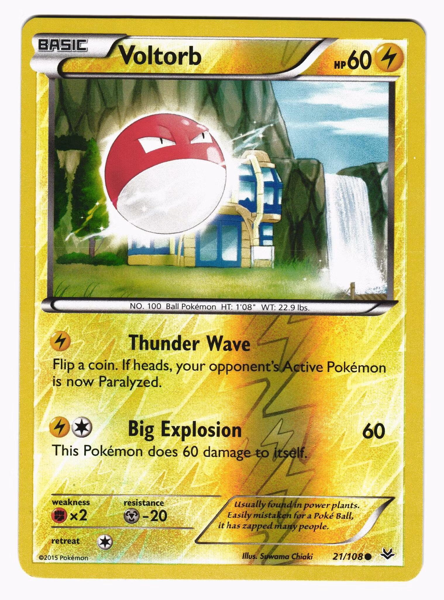 Voltorb Common Reverse Holo 21/108 Roaring Skies Pokemon