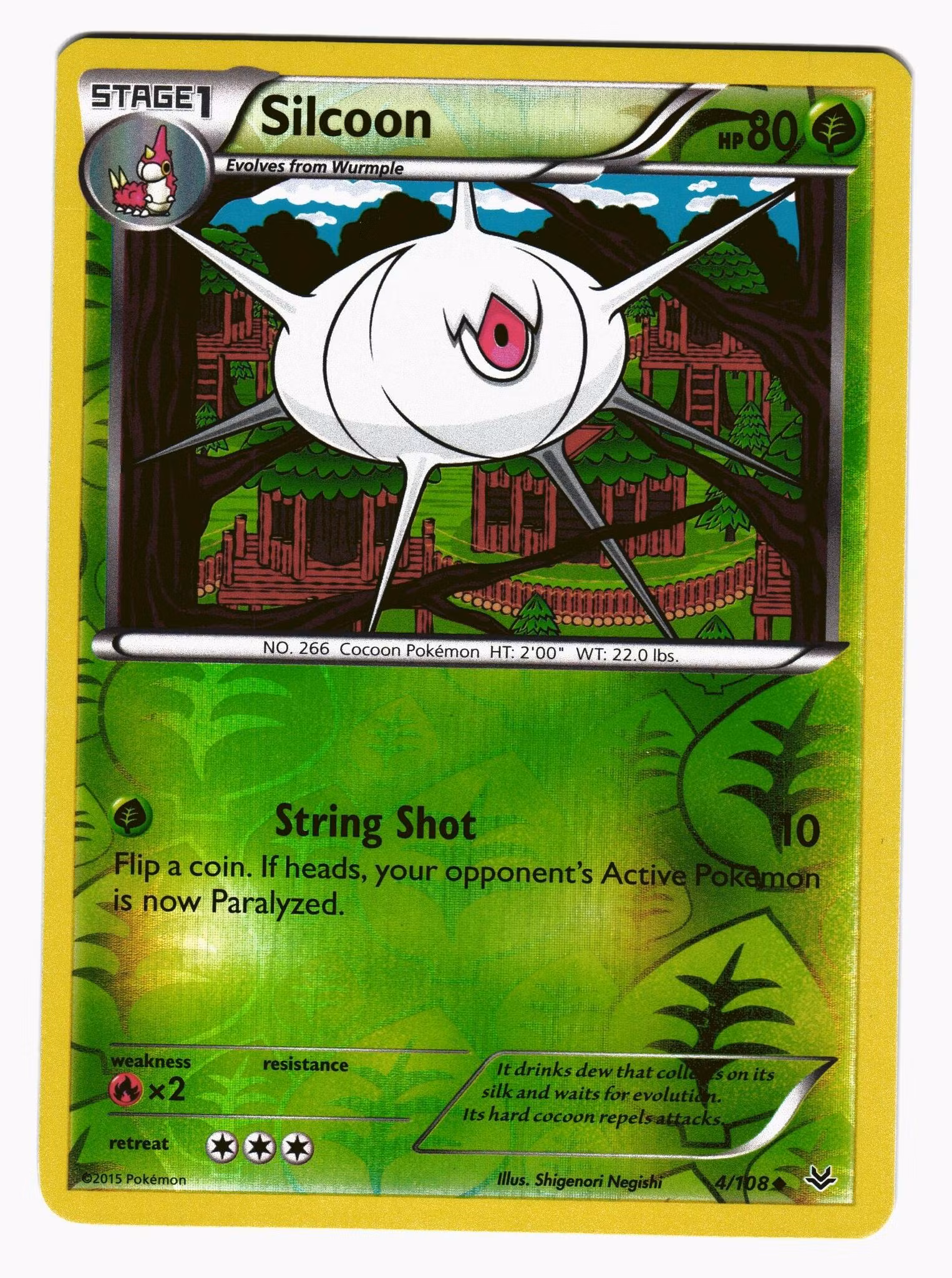 Silicoon Uncommon Reverse Holo 4/108 Roaring Skies Pokemon