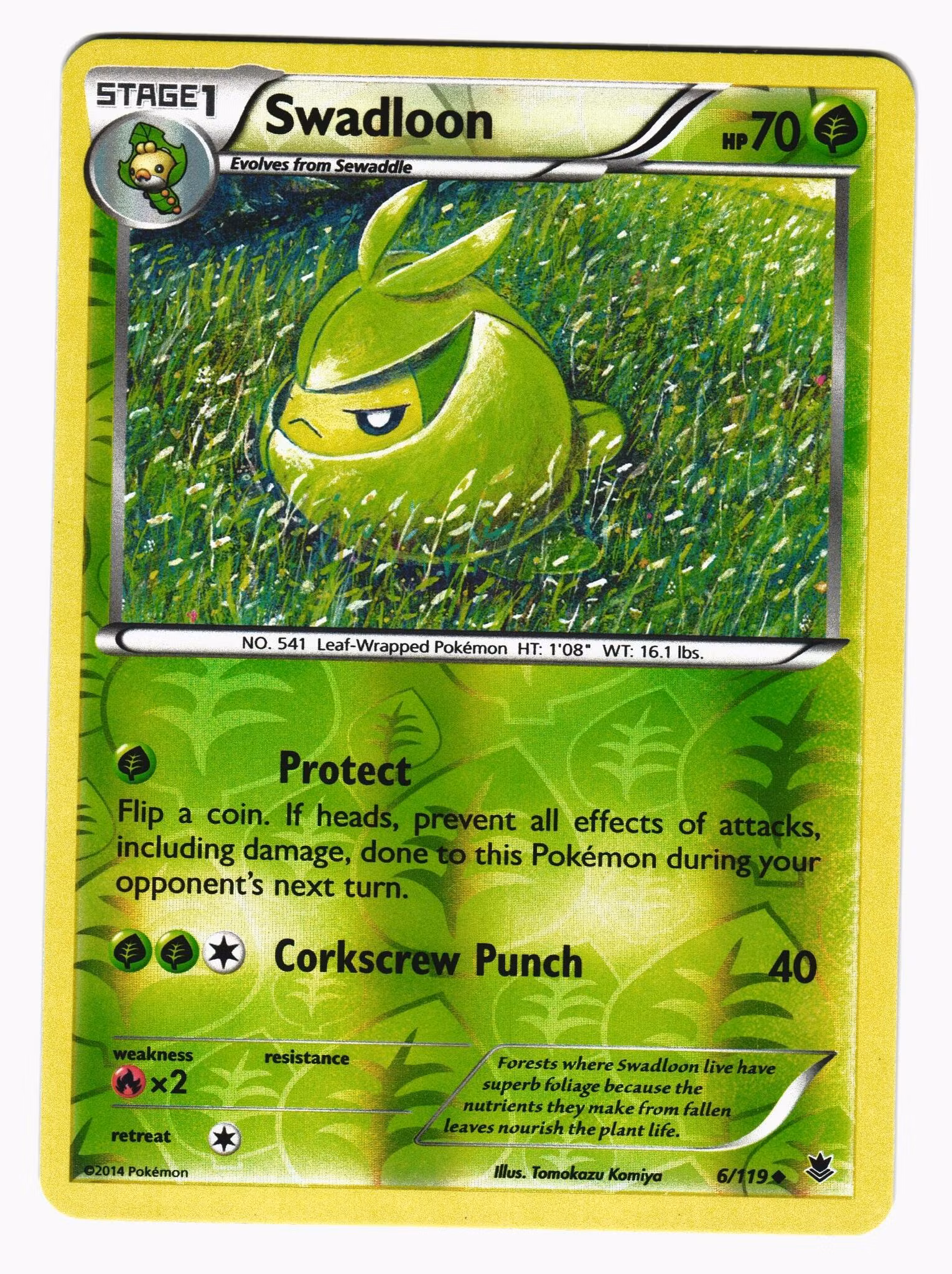 Swadloon Reverse Holo Common 6/119 Phantom Forces Pokemon