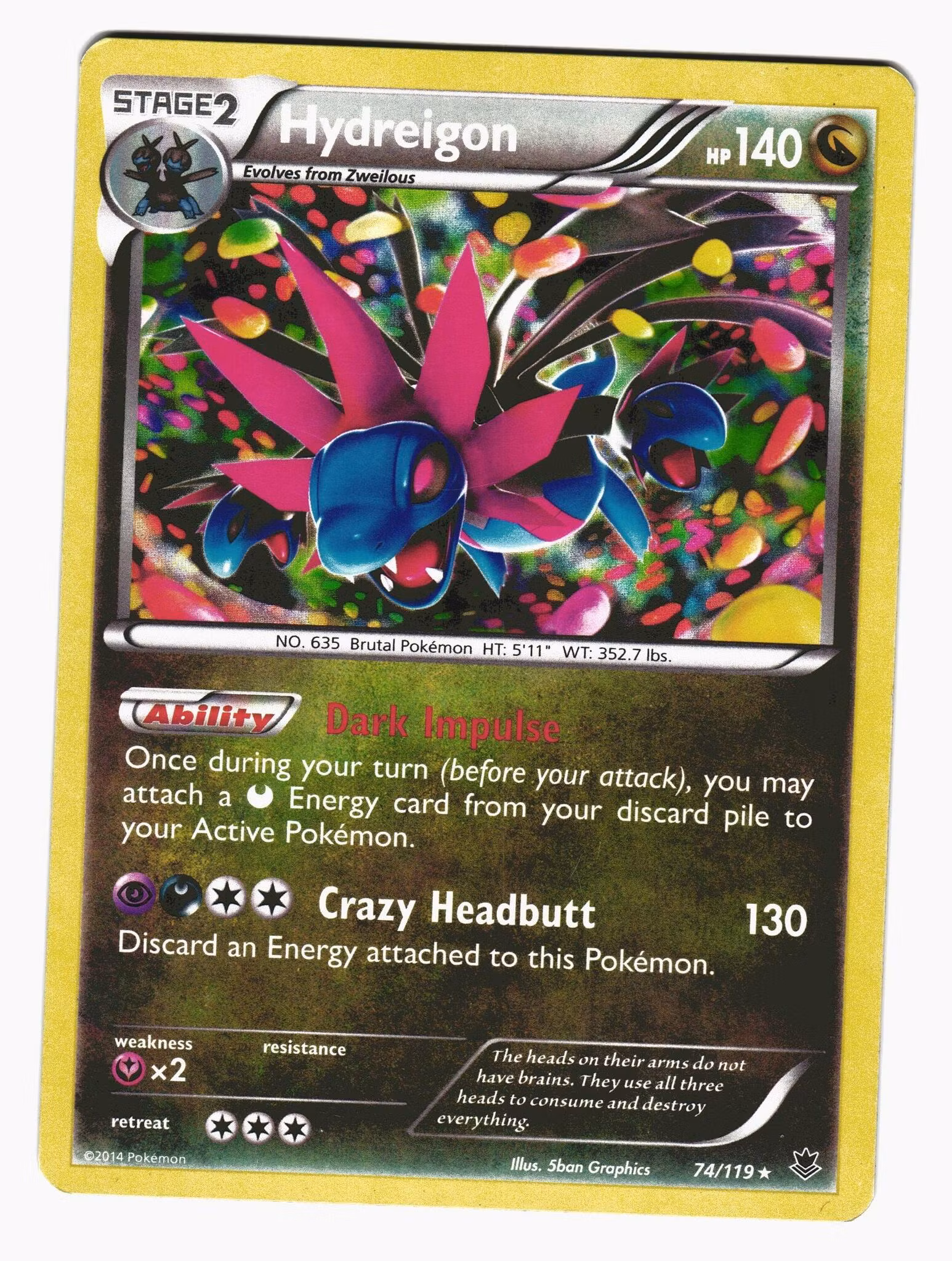 Hydreigon Holo Rare 74/119 Phantom Forces Pokemon
