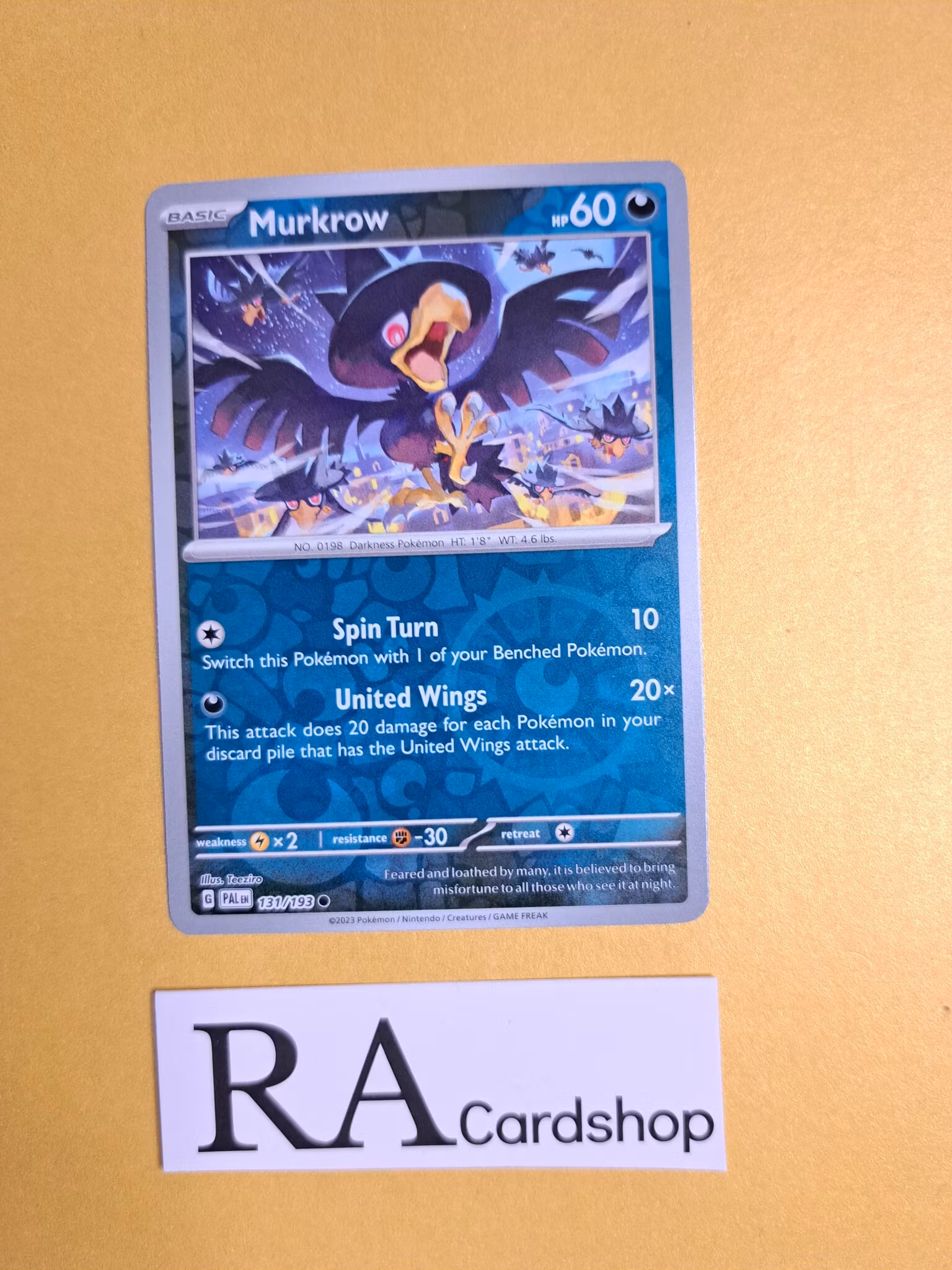 Murkrow Common Reverse Holo 131/193 Paldea Evolved Pokemon