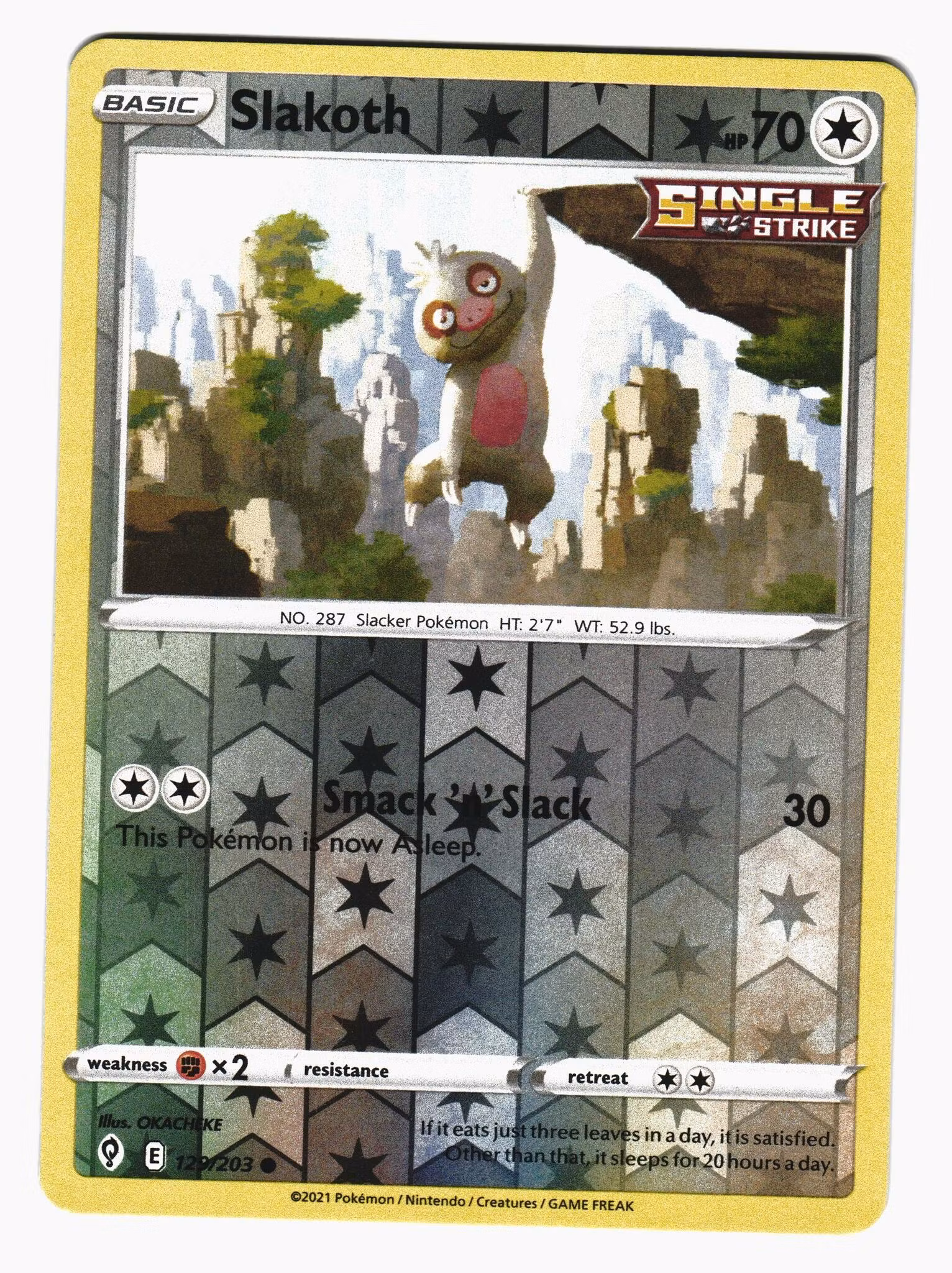Slakoth Common Reverse Holo 129/203 Evolving Skies Pokemon