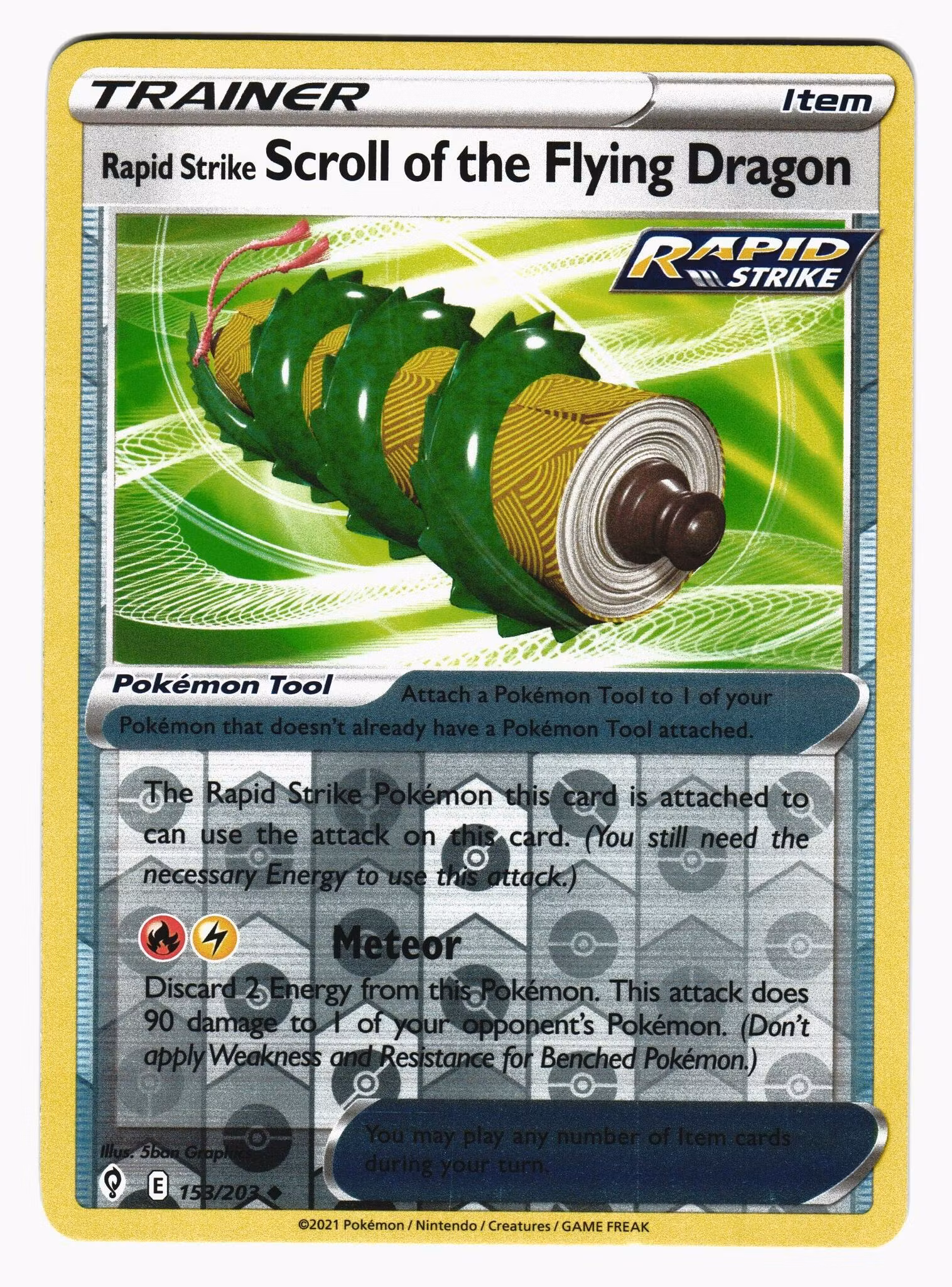 Rapid Strike Scroll of the Flying Dragon Uncommon Reverse Holo 153/203 Evolving Skies Pokemon