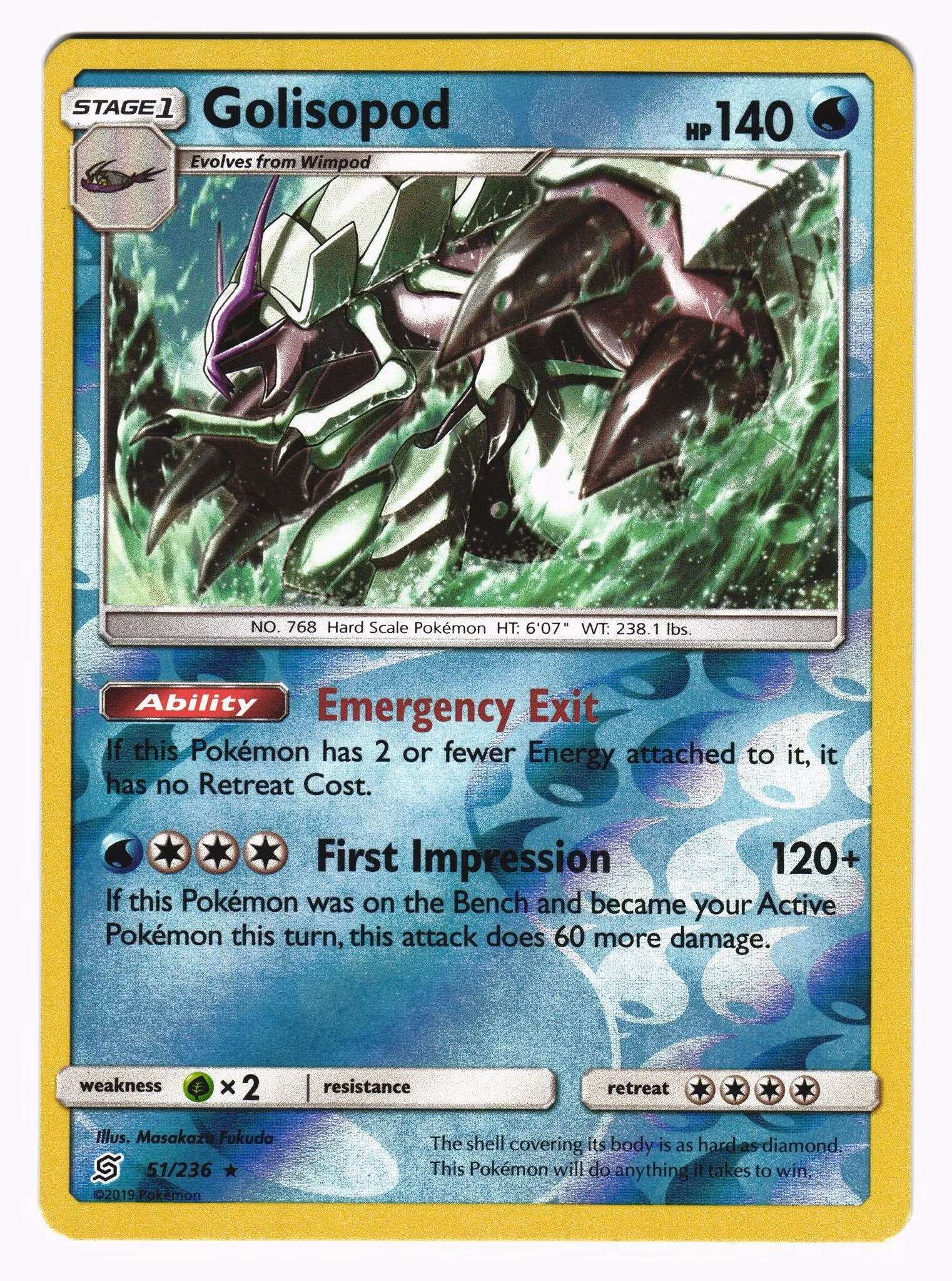 Golisopod Reverse Holo Rare 51/236 Unified Minds Pokemon
