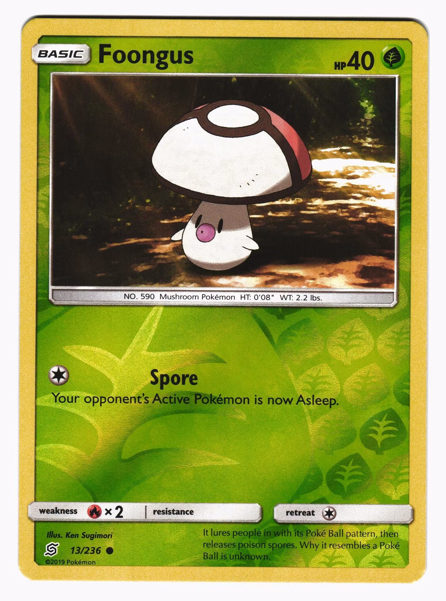 Foongus Reverse Holo Common 13/236 Unified Minds Pokemon