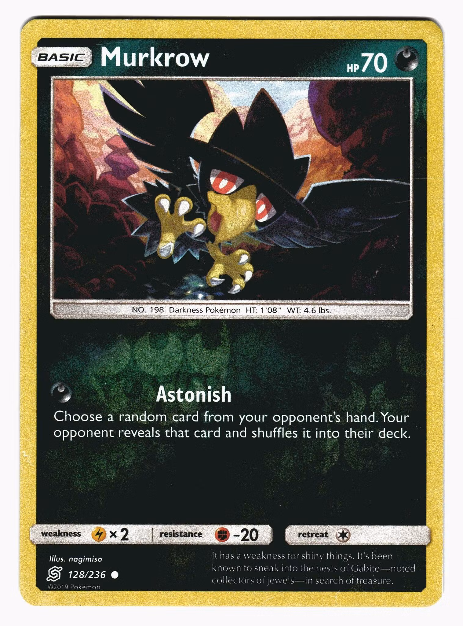 Murkrow Reverse Holo Common 128/236 Unified Minds Pokemon