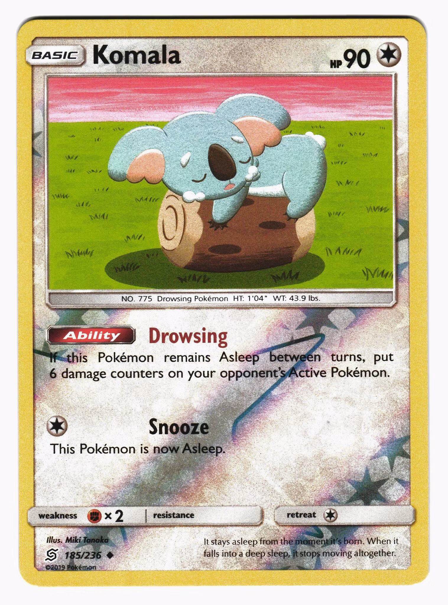 Komala Reverse Holo Uncommon 185/236 Unified Minds Pokemon