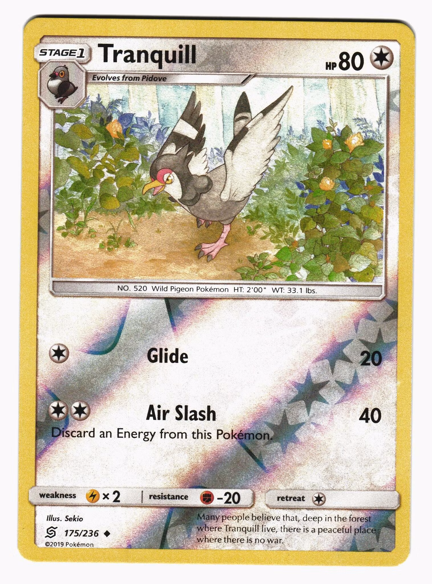 Tranquill Reverse Holo Uncommon 175/236 Unified Minds Pokemon