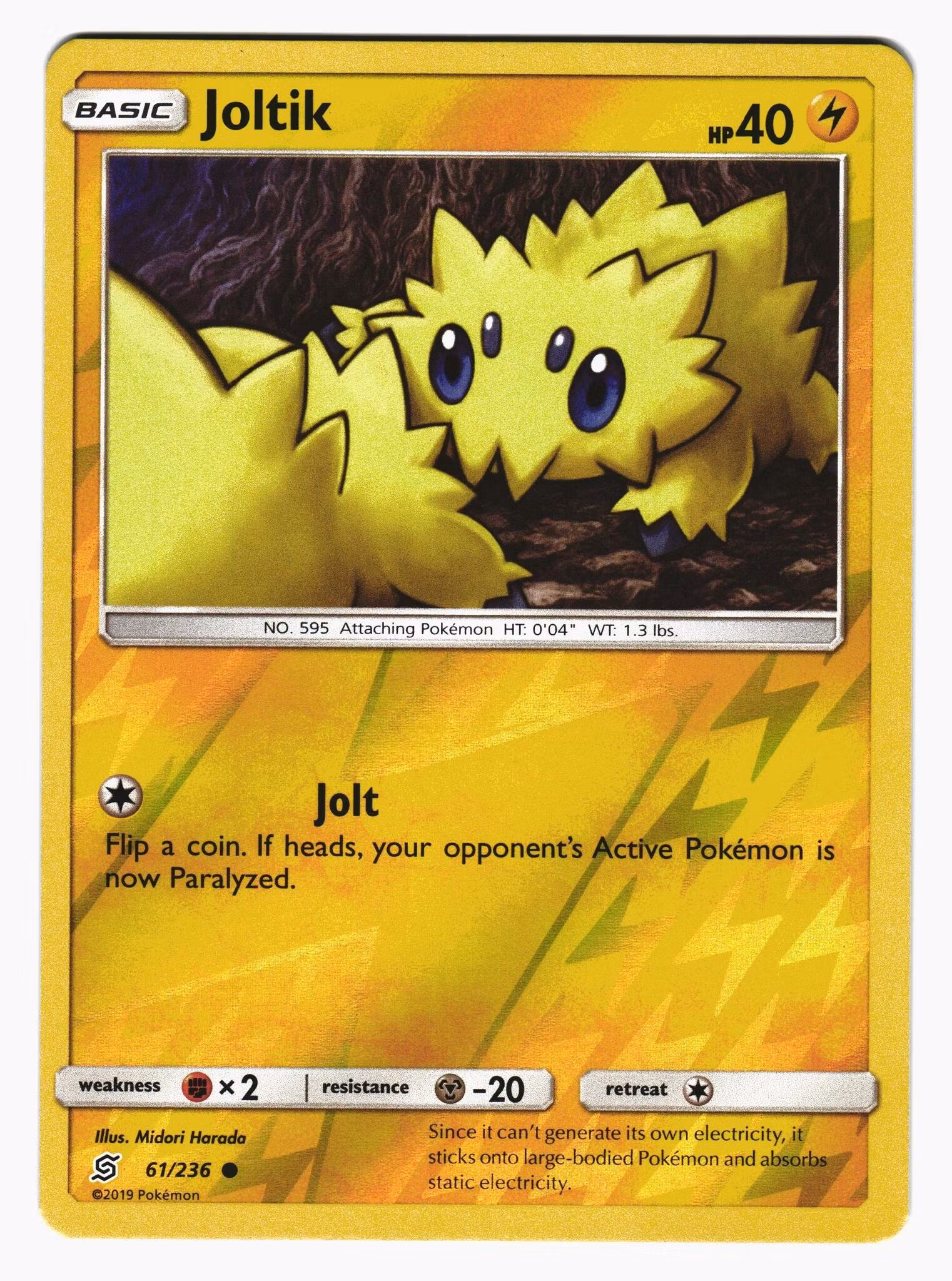 Joltik Reverse Holo Uncommon 61/236 Unified Minds Pokemon