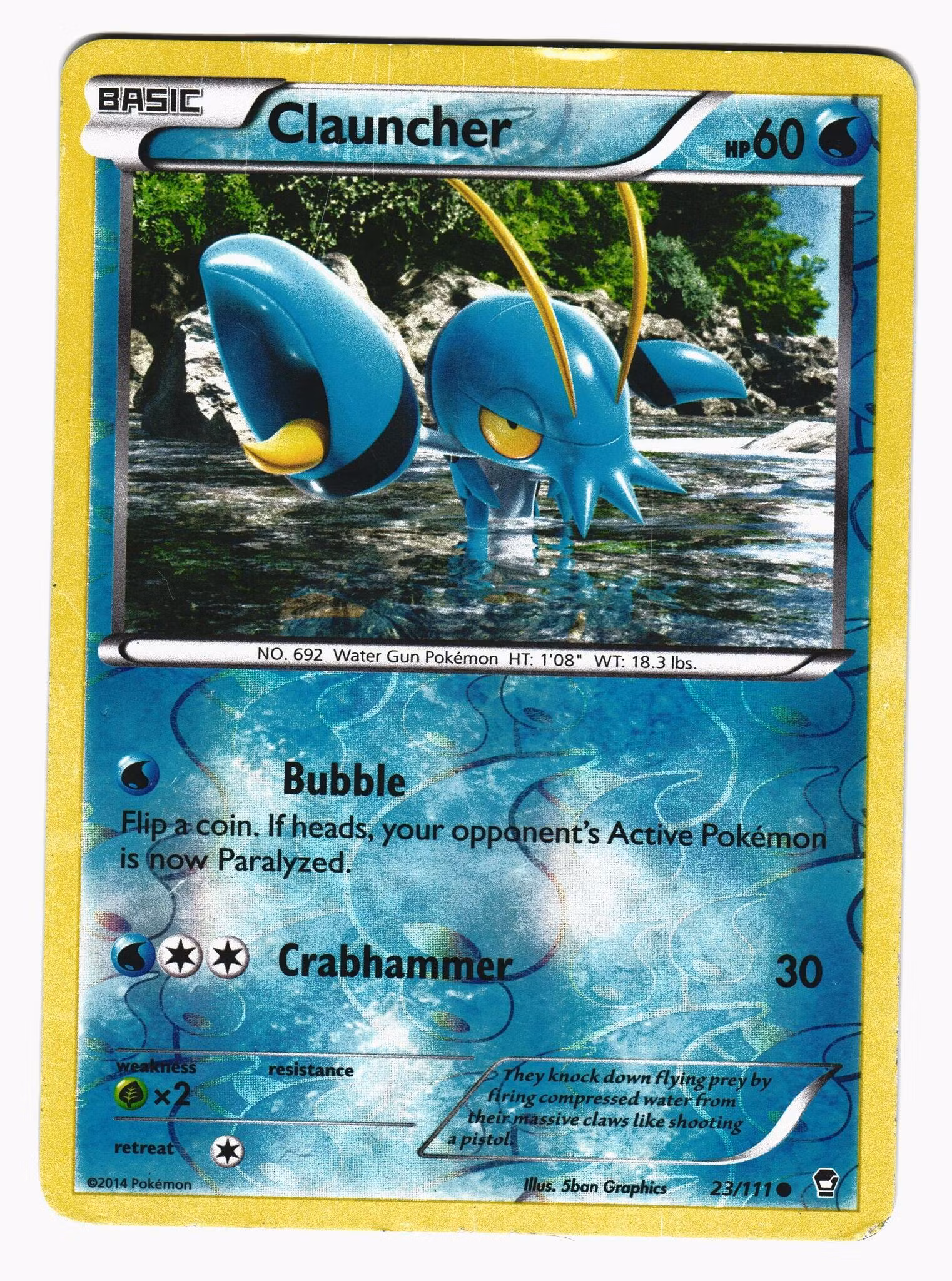 Clauncher Reverse Holo Common 23/111 Furious Fists Pokemon