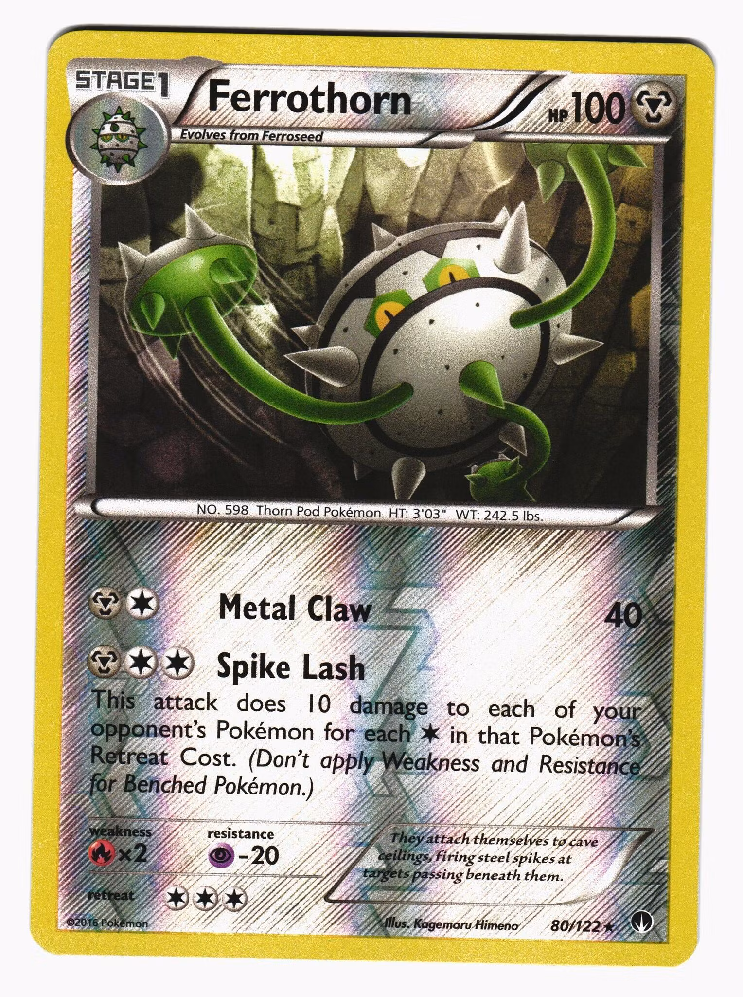 Ferrothorn Reverse Holo Rare 80/122 Xy BREAKpoint Pokemon