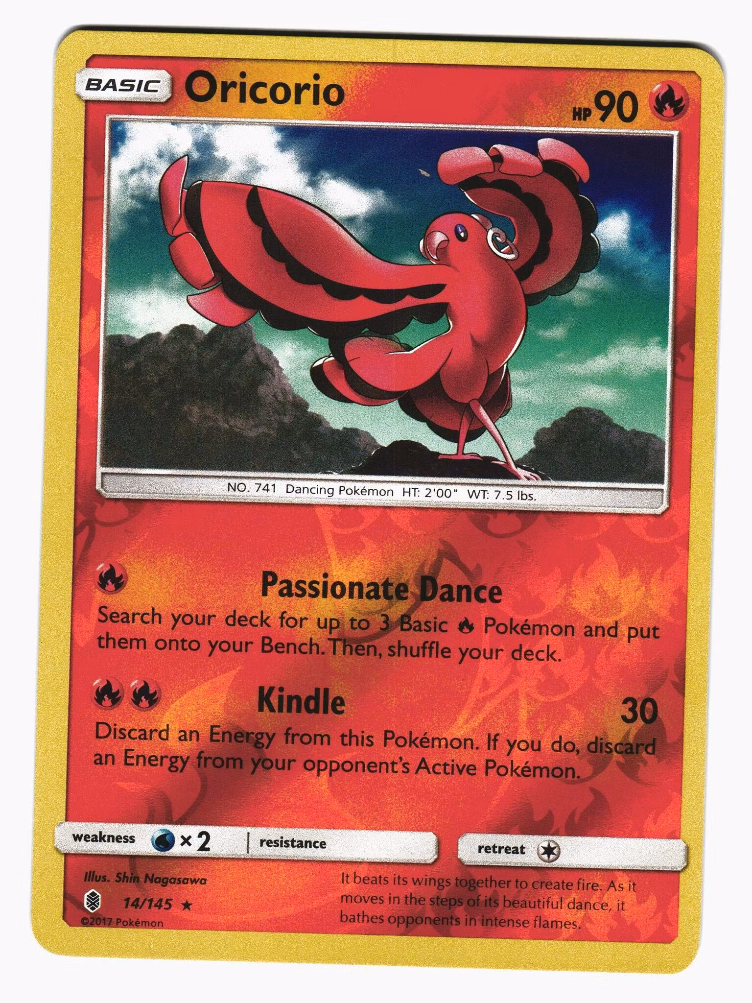 Oricorio Reverse Holo Rare 14/145 Guardians Rising Pokemon
