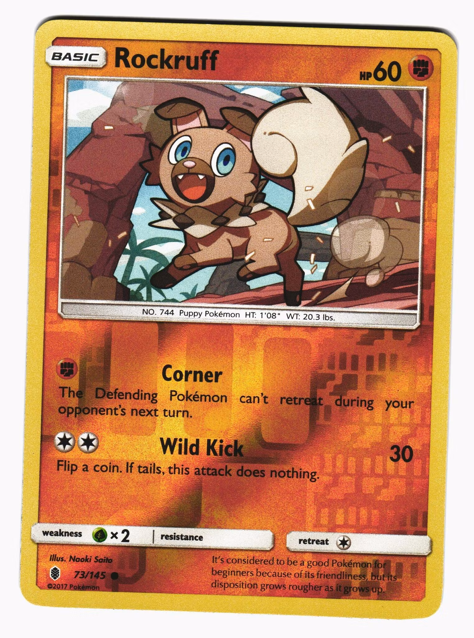 Rockruff Reverse Holo Common 73/145 Guardians Rising Pokemon