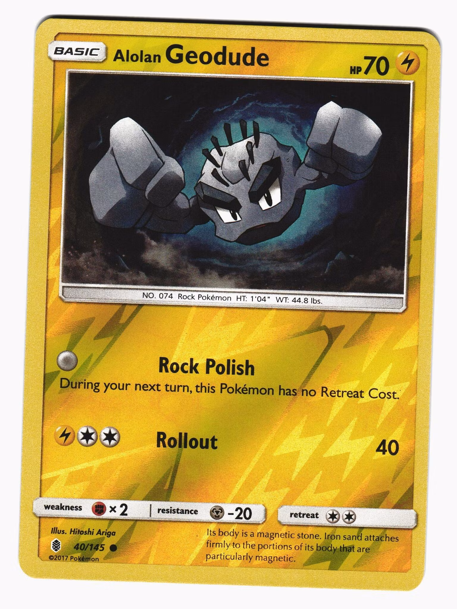 Alolan Geodude Reverse Holo Common 40/145 Guardians Rising Pokemon