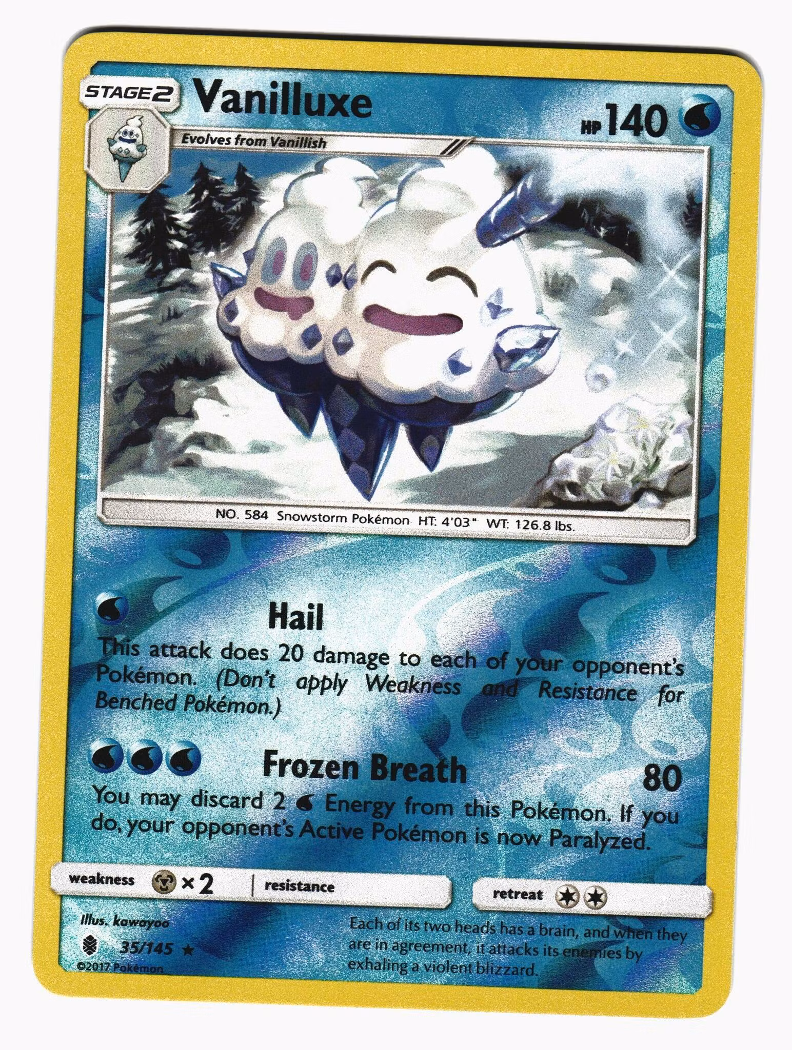 Vanilluxe Reverse Holo Rare 35/145 Guardians Rising Pokemon