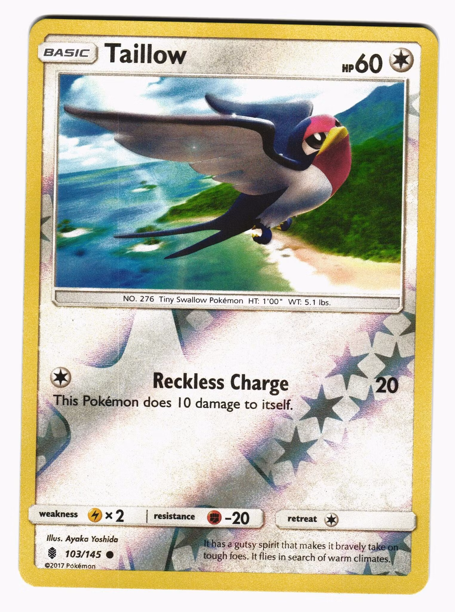 Taillow Reverse Holo Common 103/145 Guardians Rising Pokemon