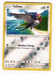 Taillow Reverse Holo Common 103/145 Guardians Rising Pokemon