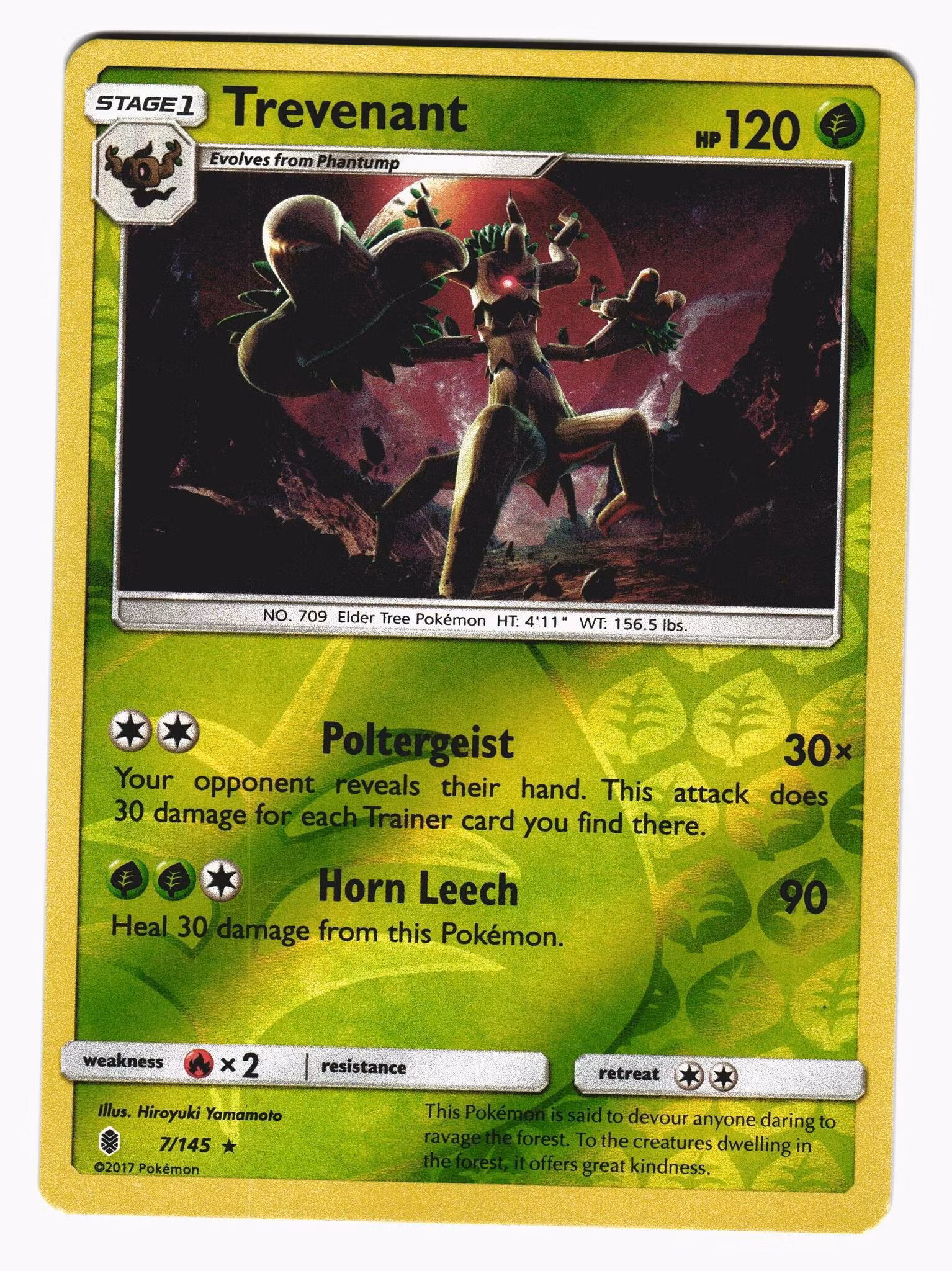 Trevenant Reverse Holo Rare 7/145 Guardians Rising Pokemon